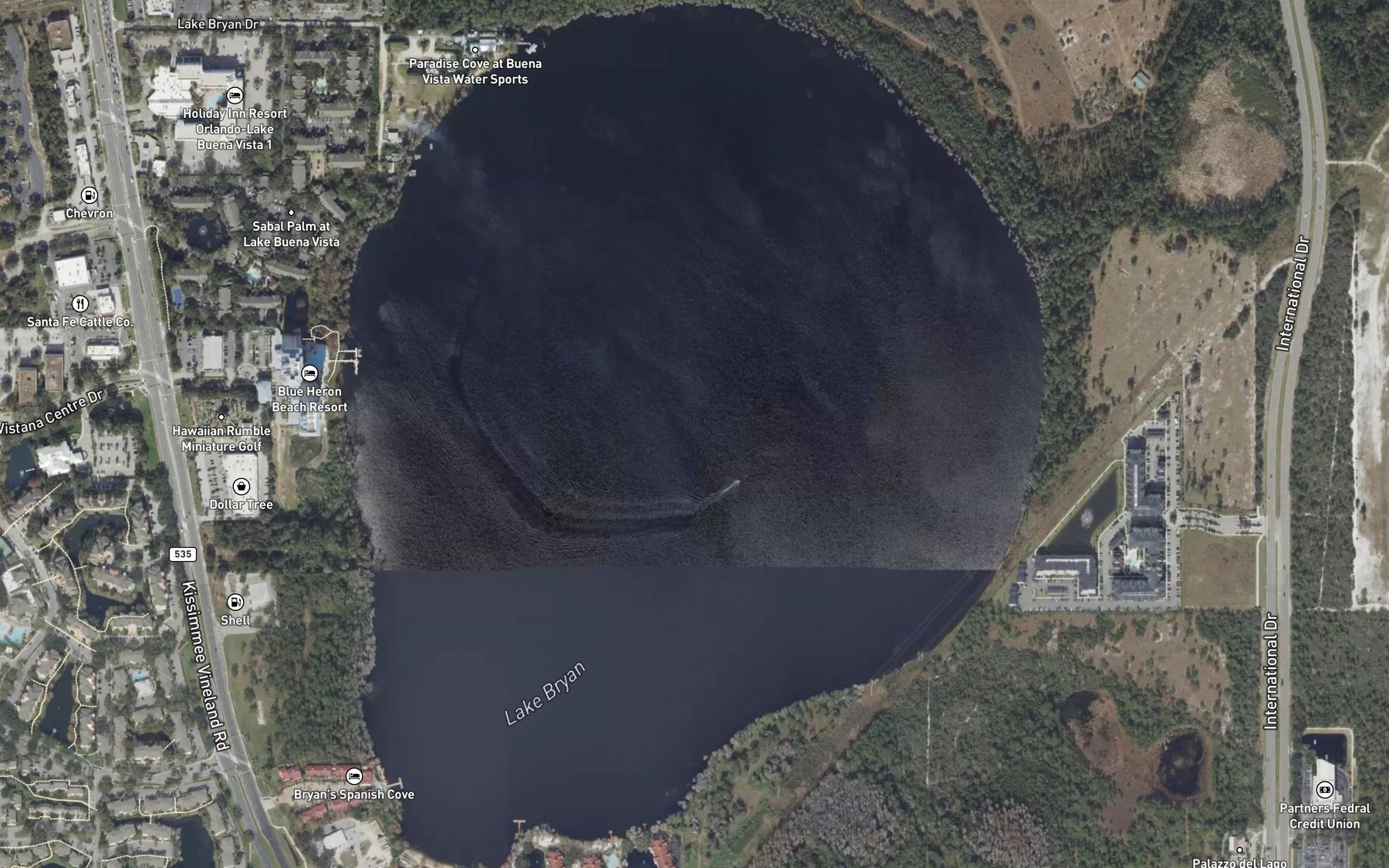 Satellite map of the Lake Bryan