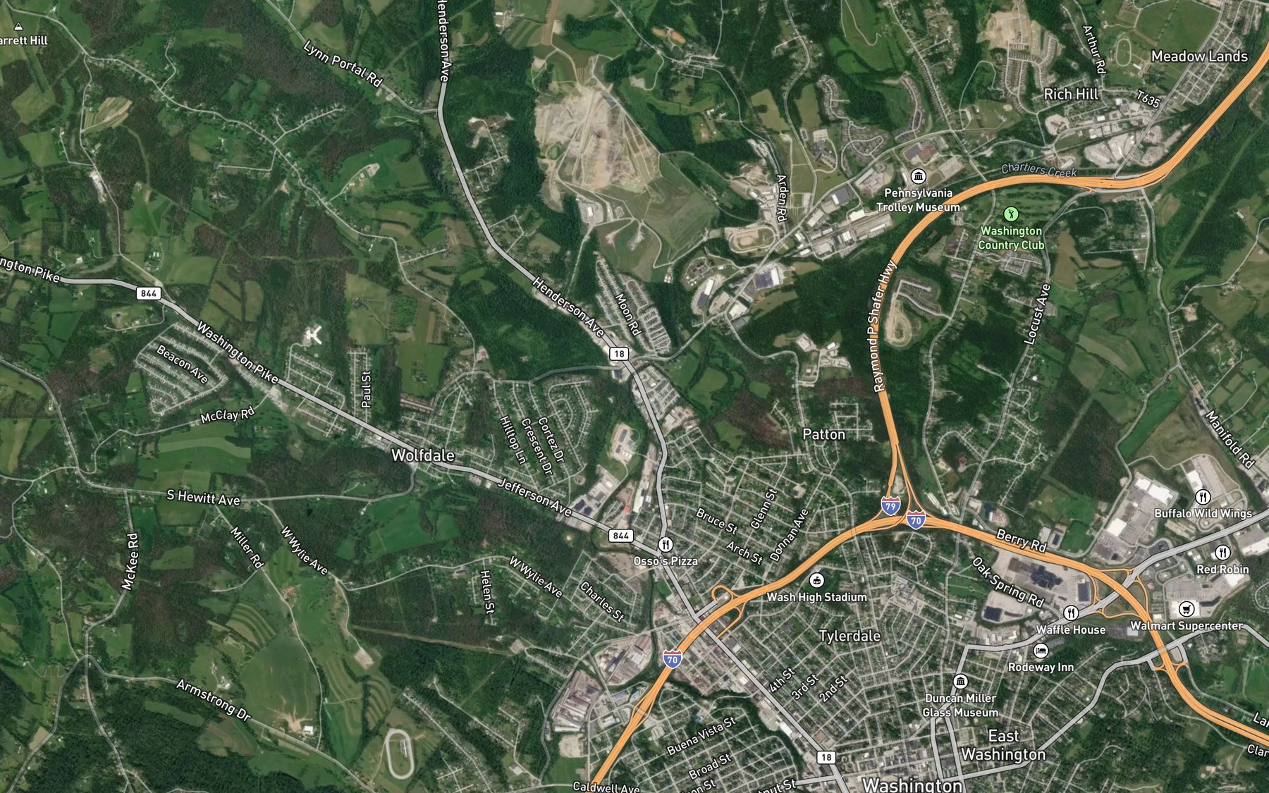Satellite map of the Georges Run