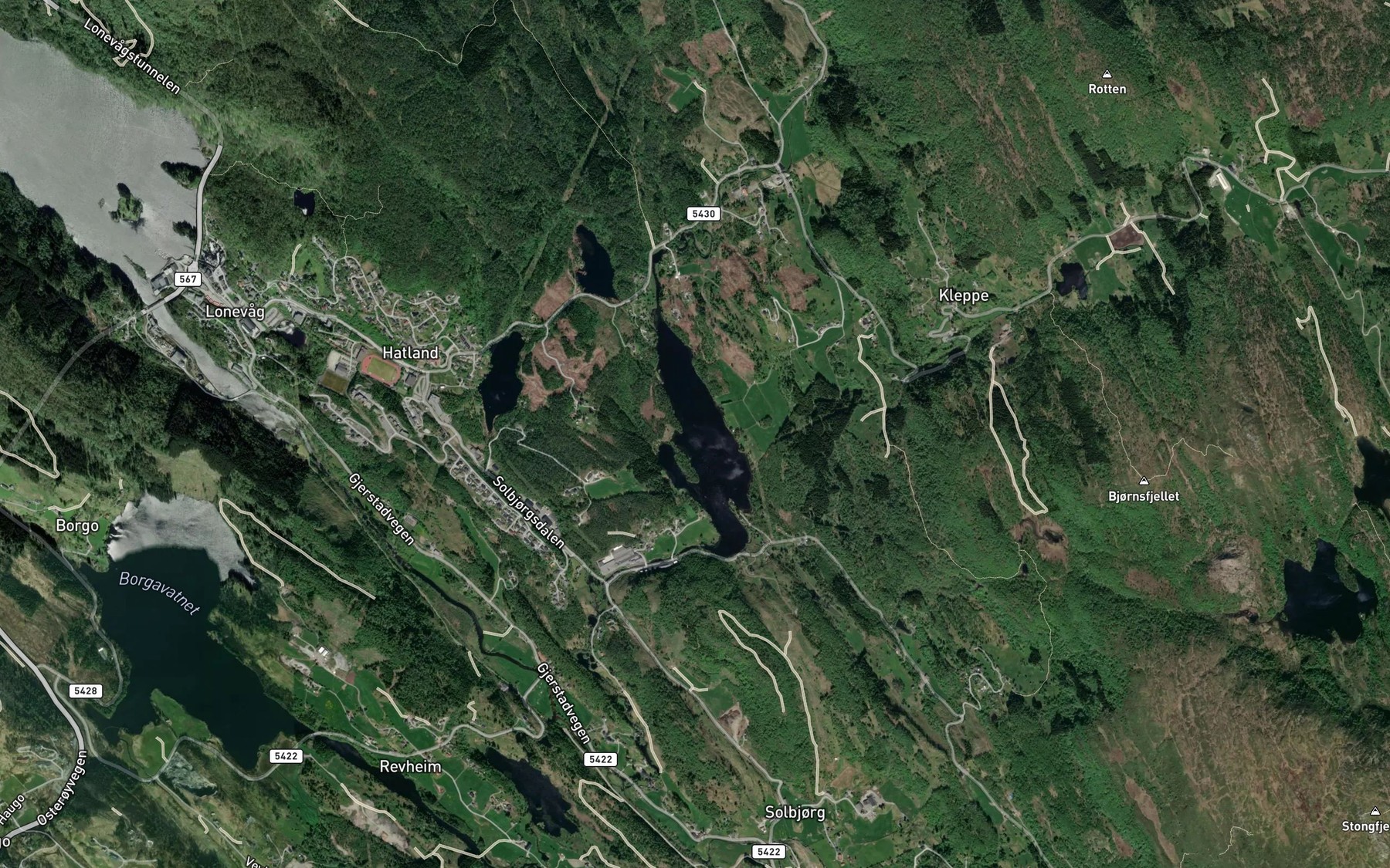 Satellite map of the Lastadvatnet
