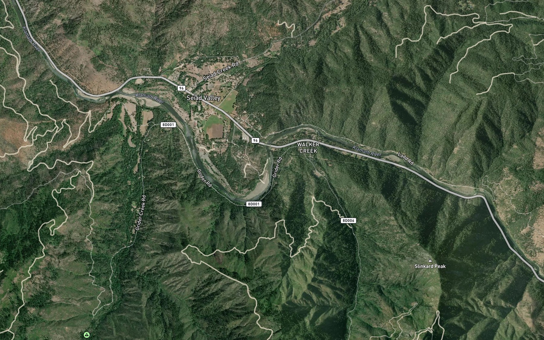 Satellite map of the Gard Creek