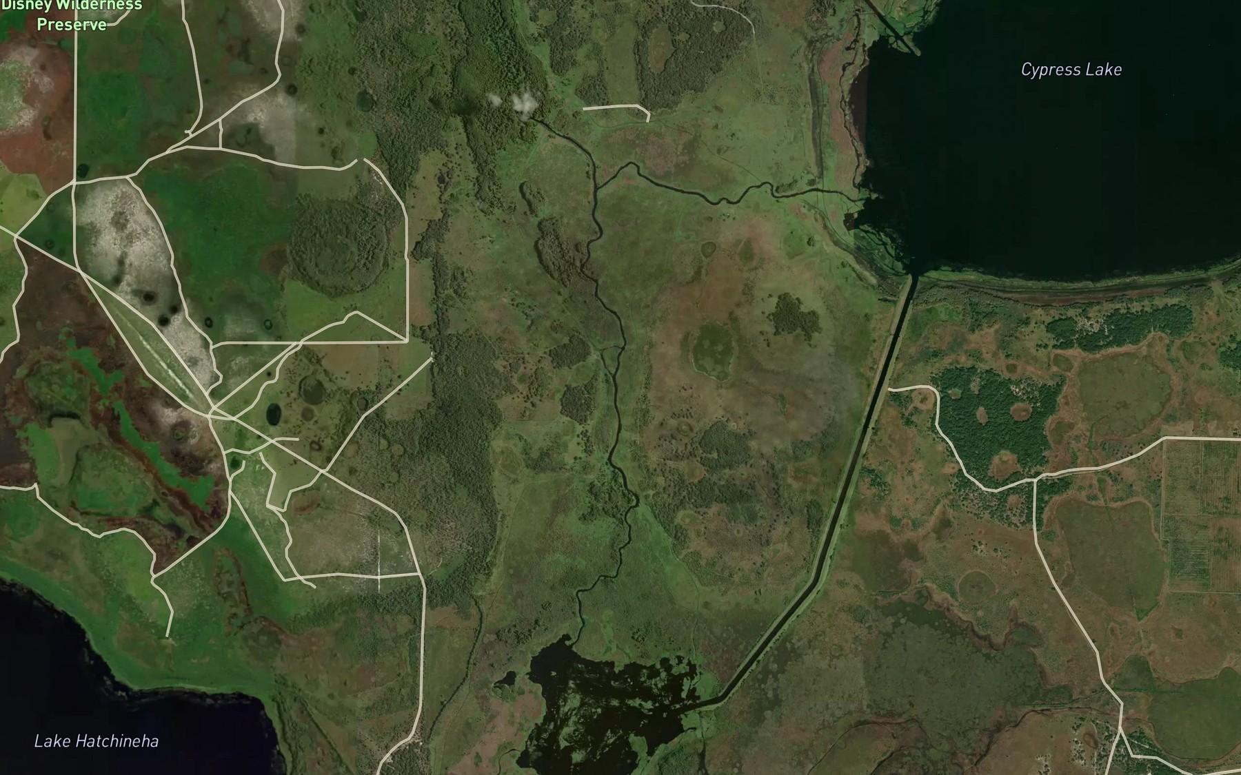 Satellite map of the Dead River