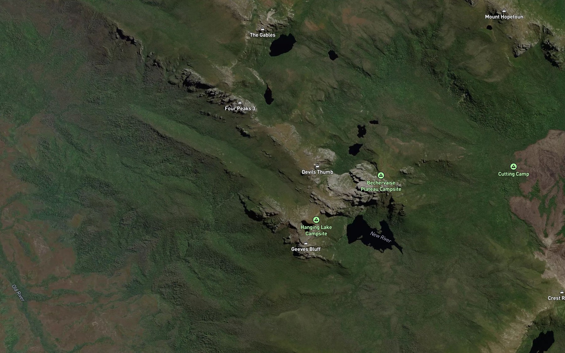 Satellite map of the Hanging Lake