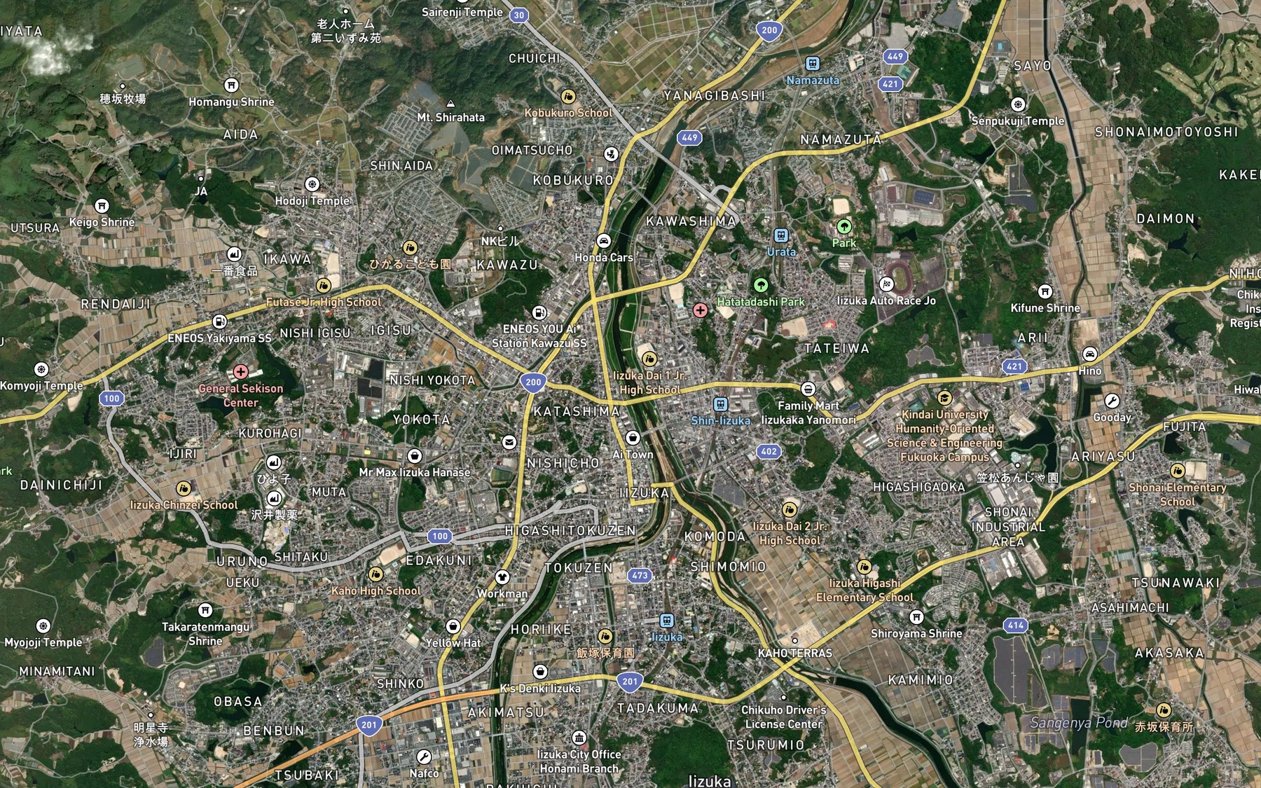 Satellite map of the Honami Gawa