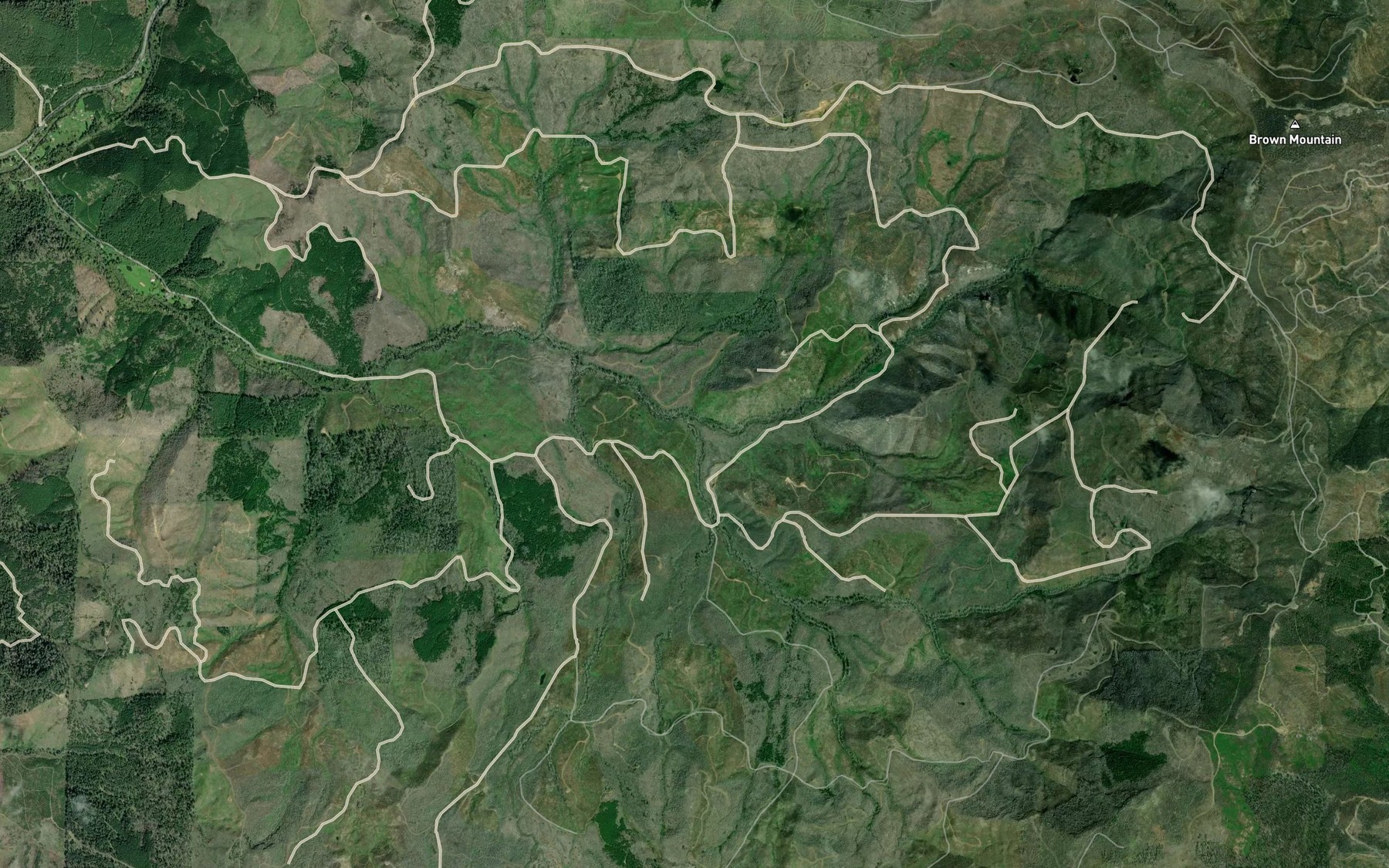 Satellite map of the North Fork Hinkle Creek