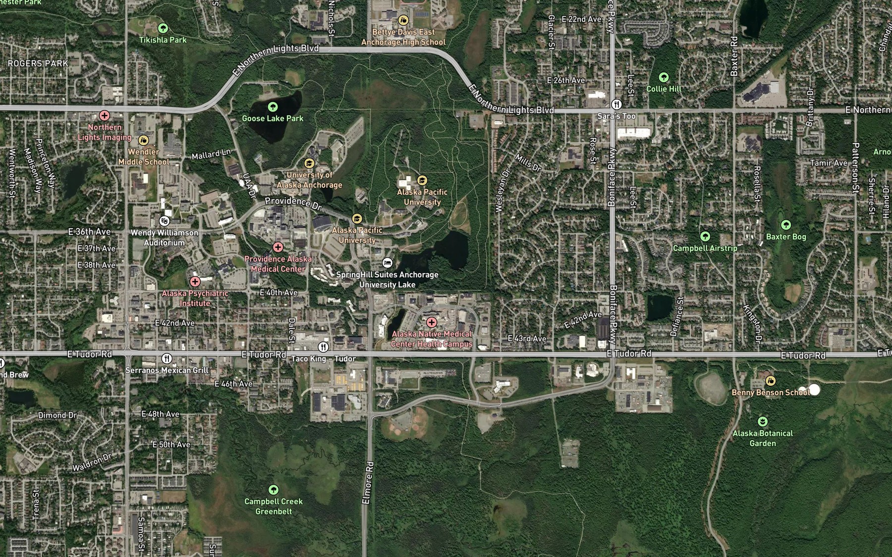 Satellite map of the North Branch South Fork Chester Creek