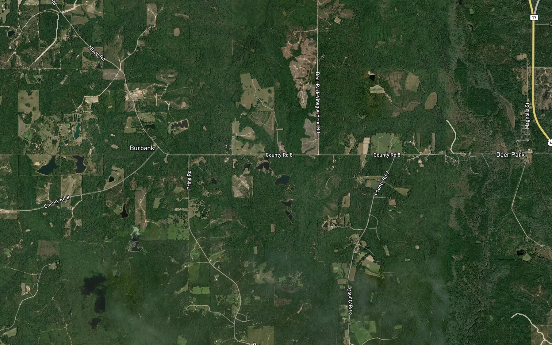 Satellite map of the Grapevine Creek