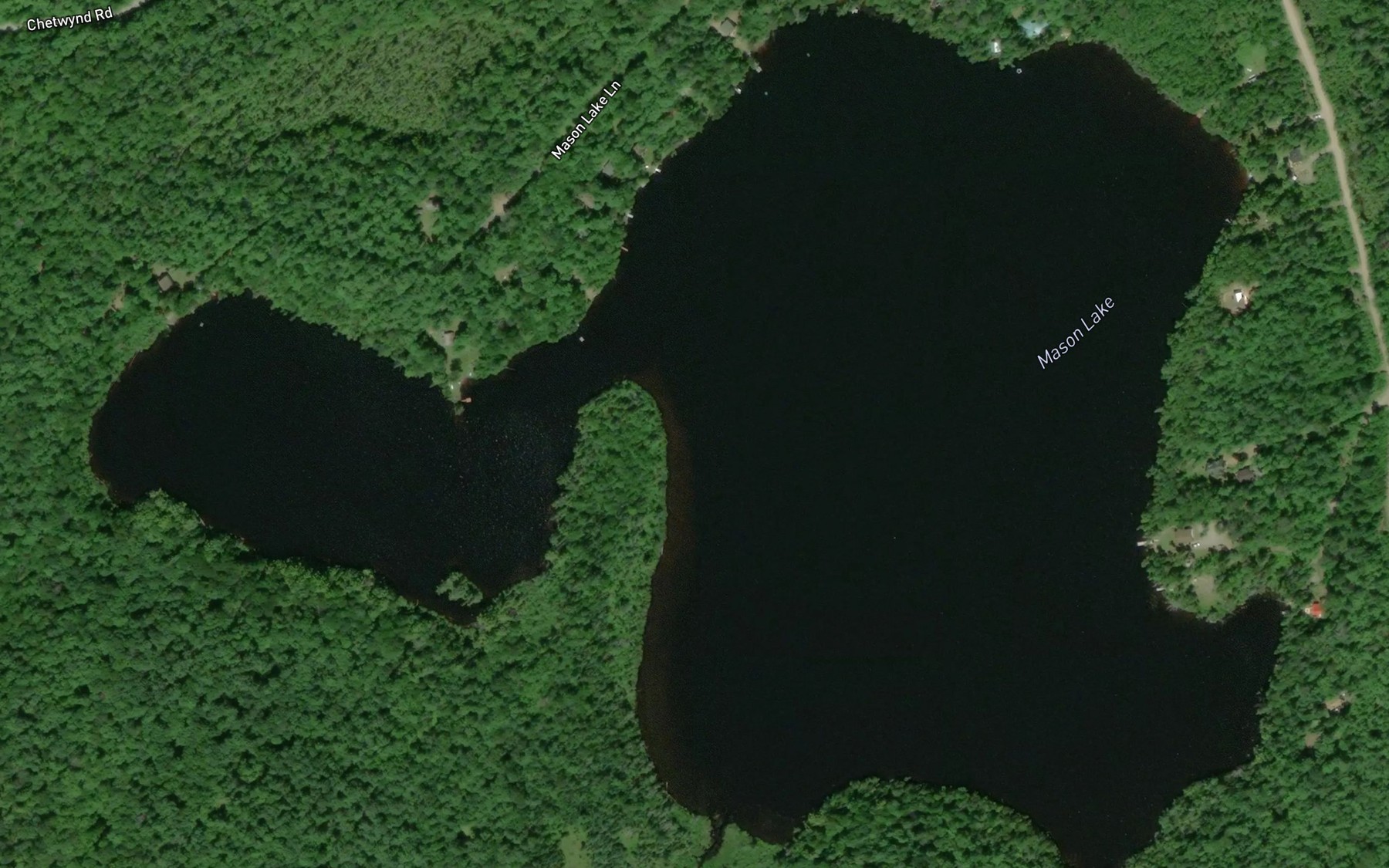 Satellite map of the Mason Lake