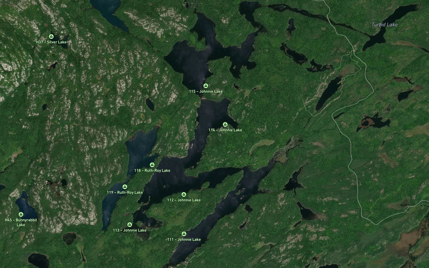 Satellite map of the Johnnie Lake