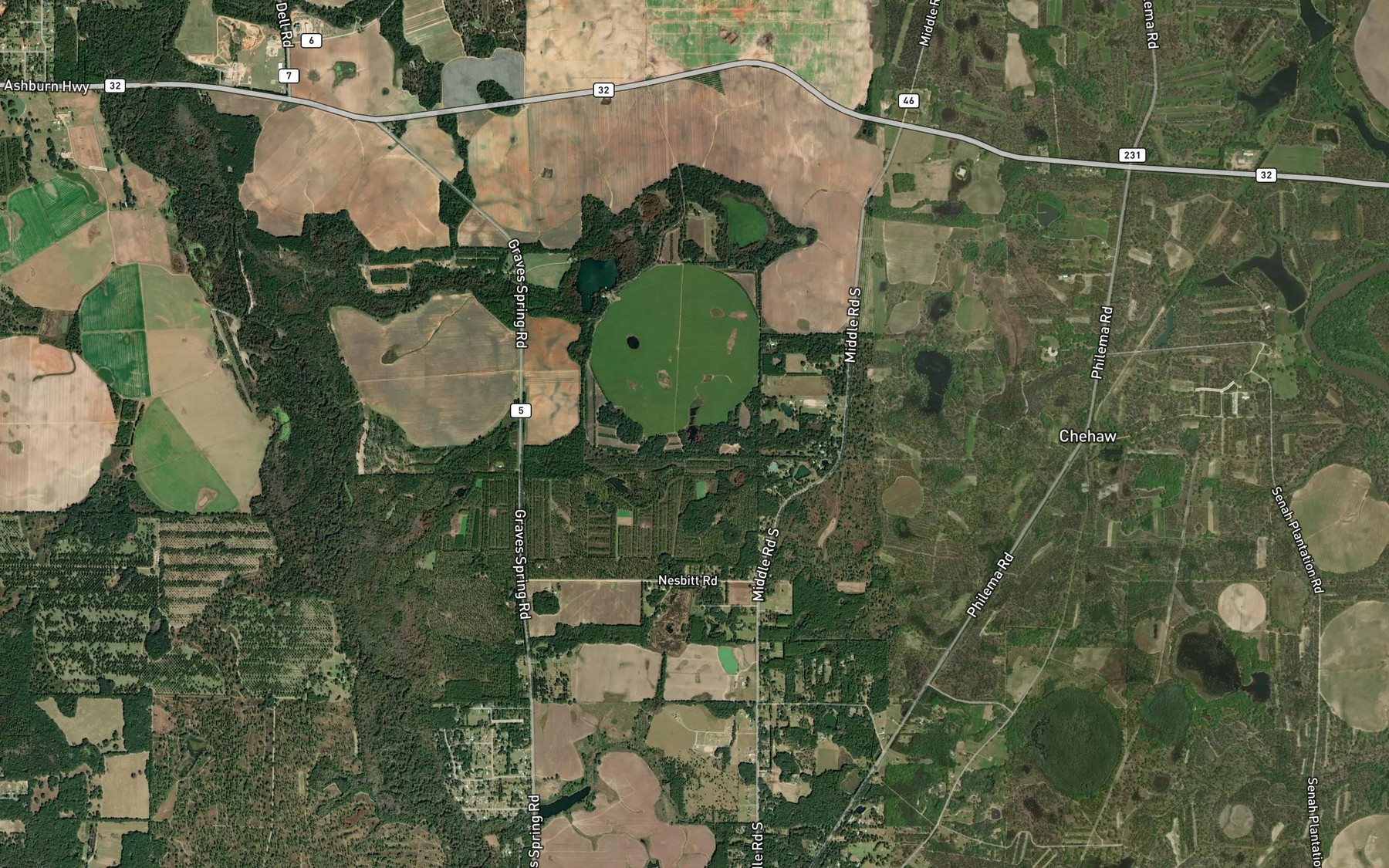 Satellite map of the Cypress Pond
