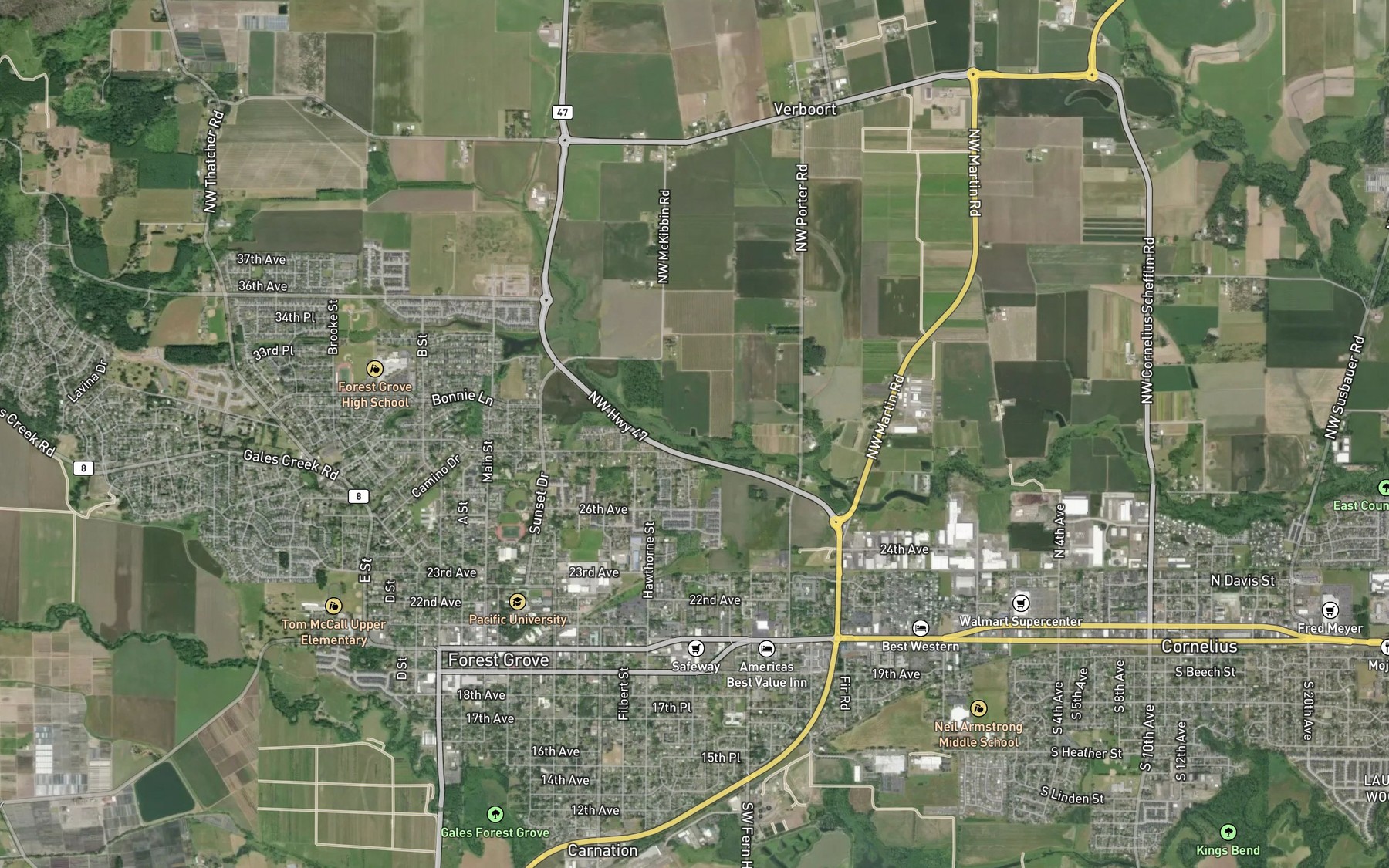 Satellite map of the Van Loo Reservoir