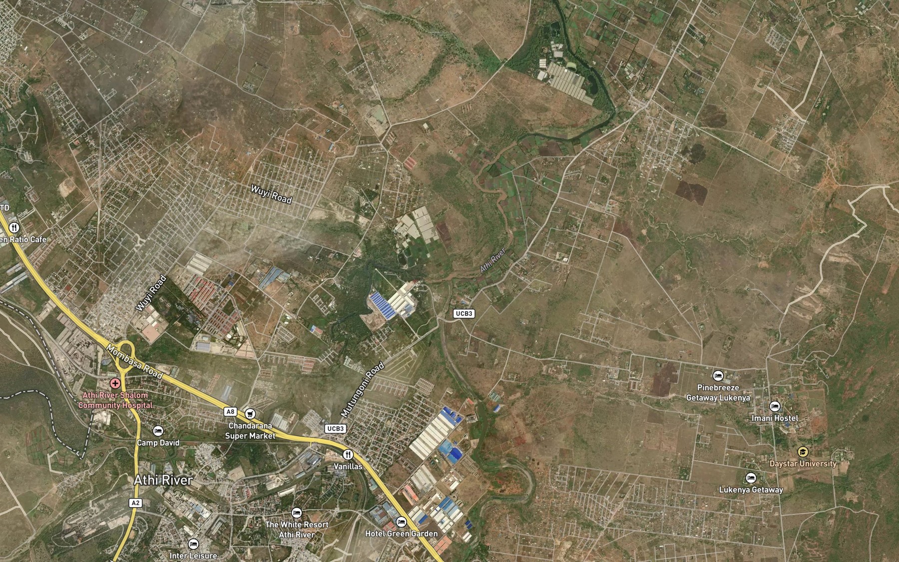 Satellite map of the Stony Athi