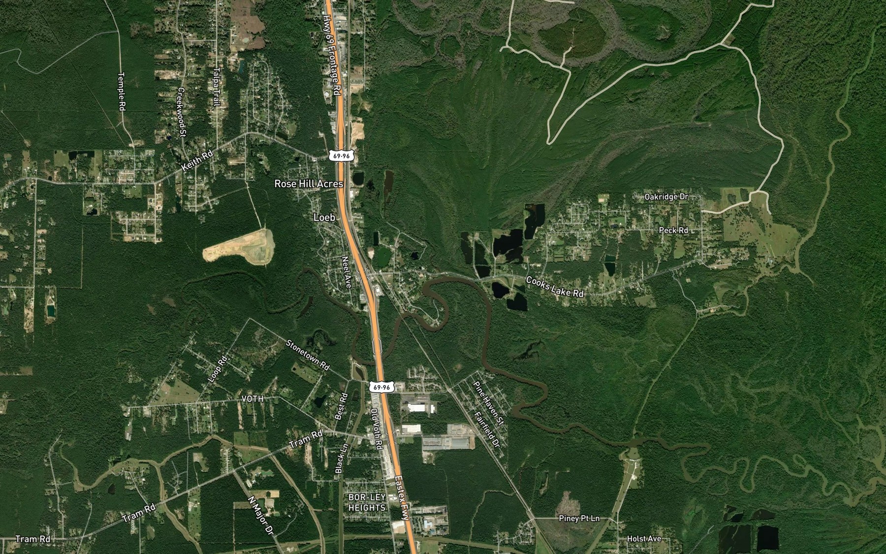 Satellite map of the Village Slough