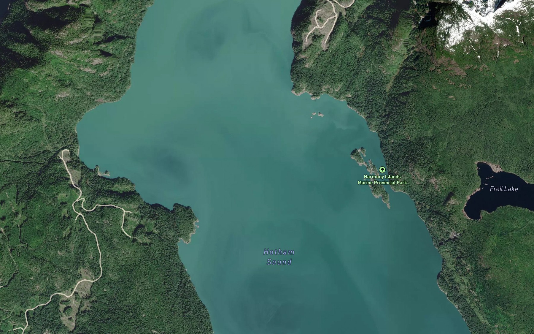 Satellite map of the Hotham Sound