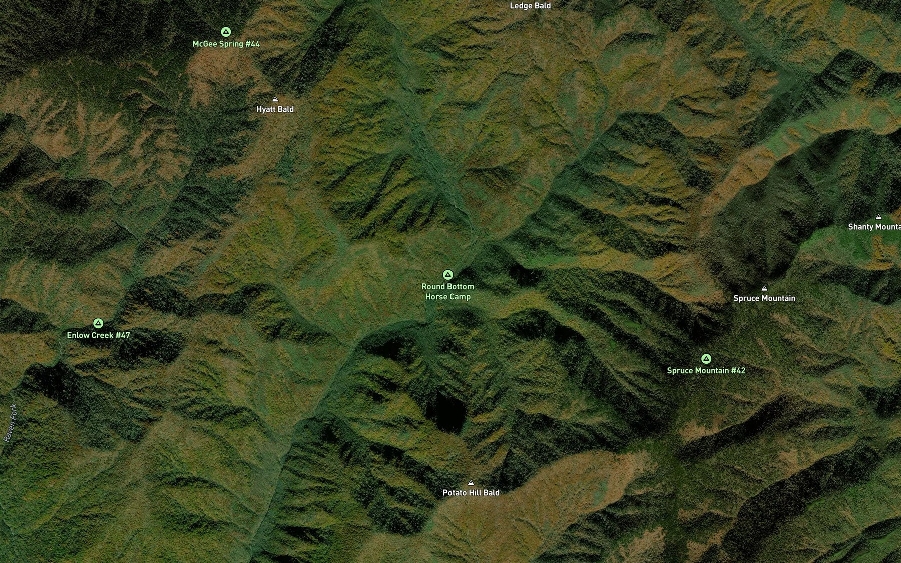 Satellite map of the Ledge Creek