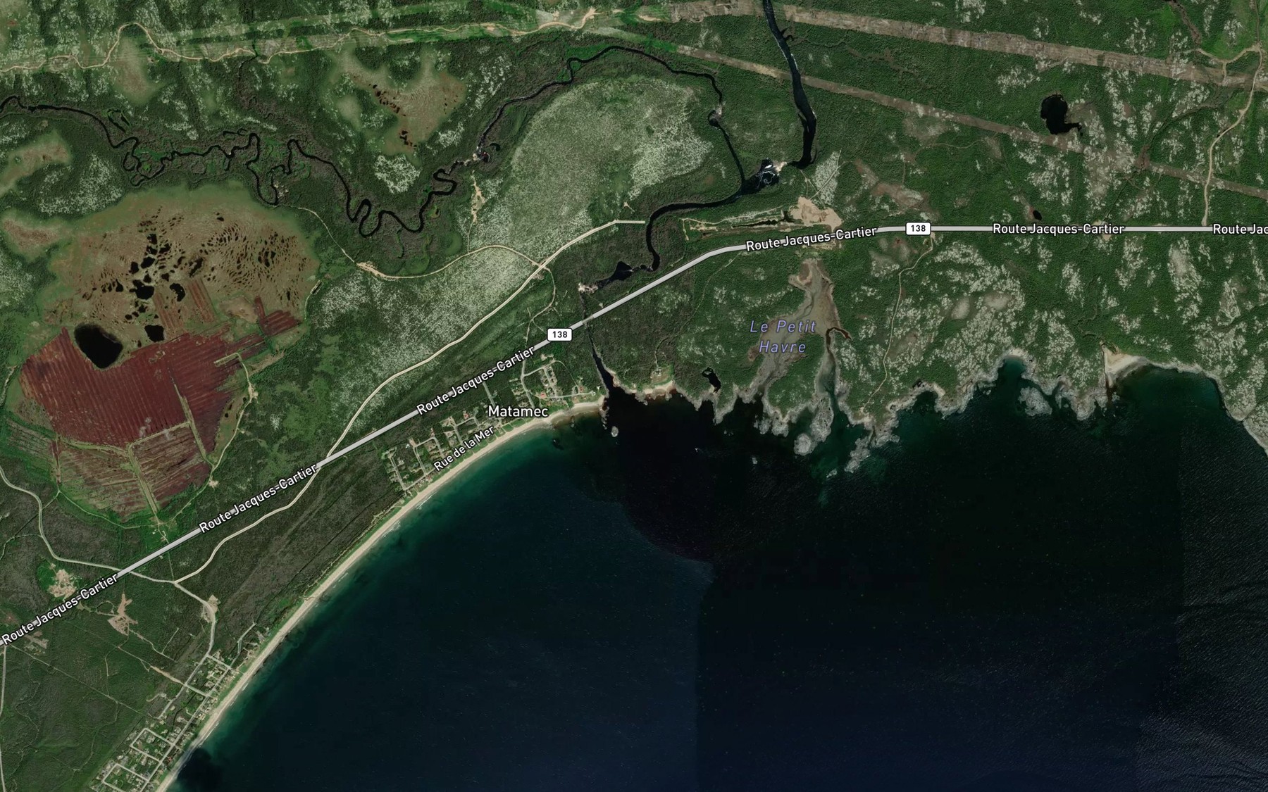 Satellite map of the Riviere Matamec