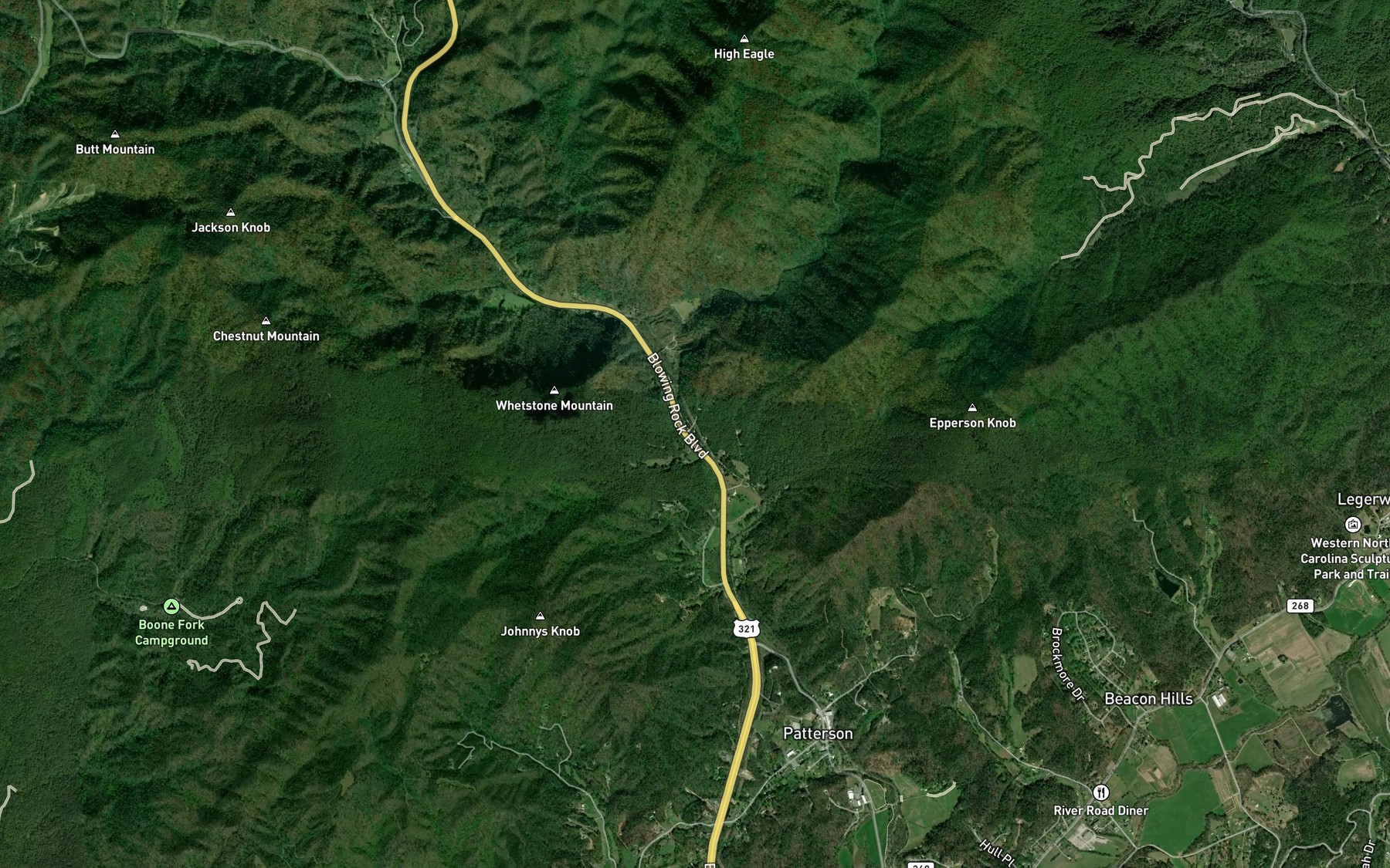Satellite map of the Strutton Creek