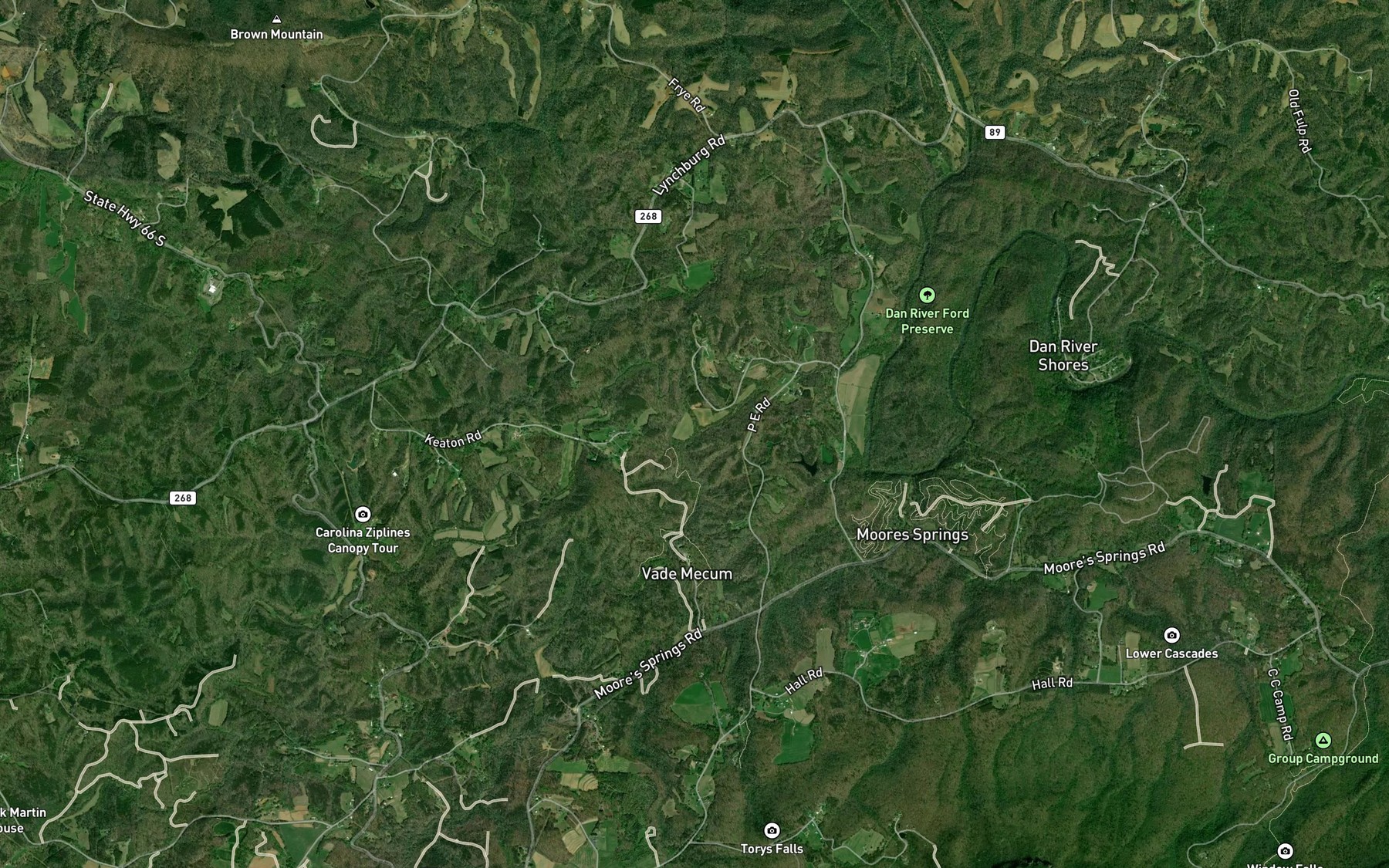 Satellite map of the Vade Mecum Creek