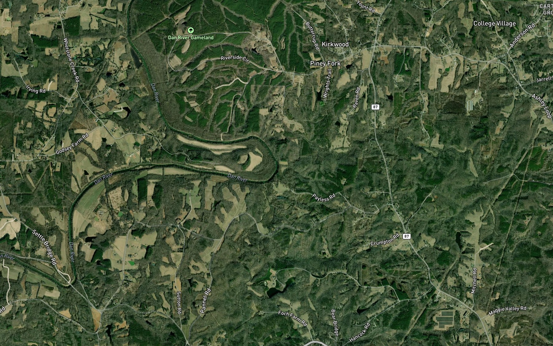 Satellite map of the Roach Creek