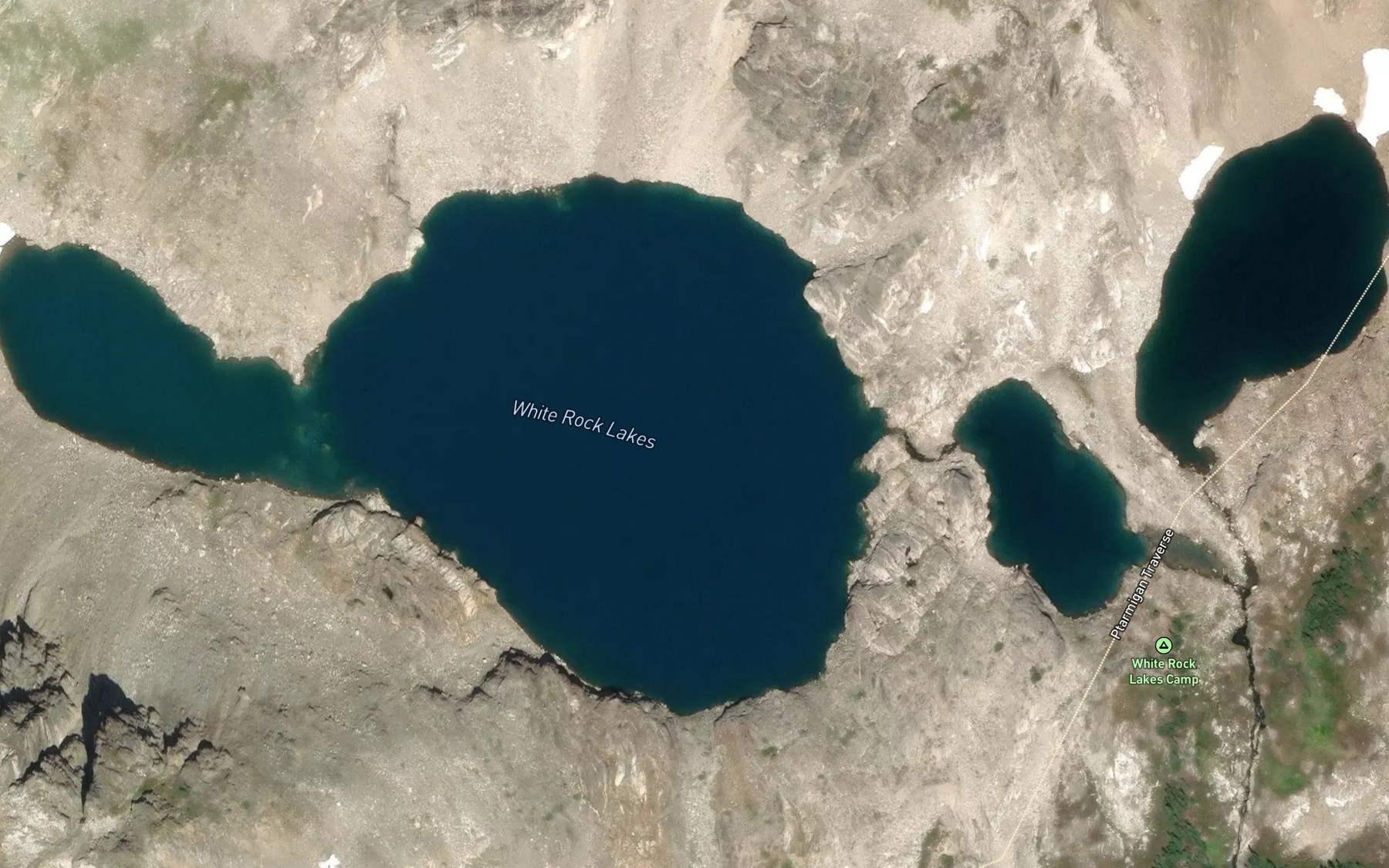 Satellite map of the White Rock Lakes
