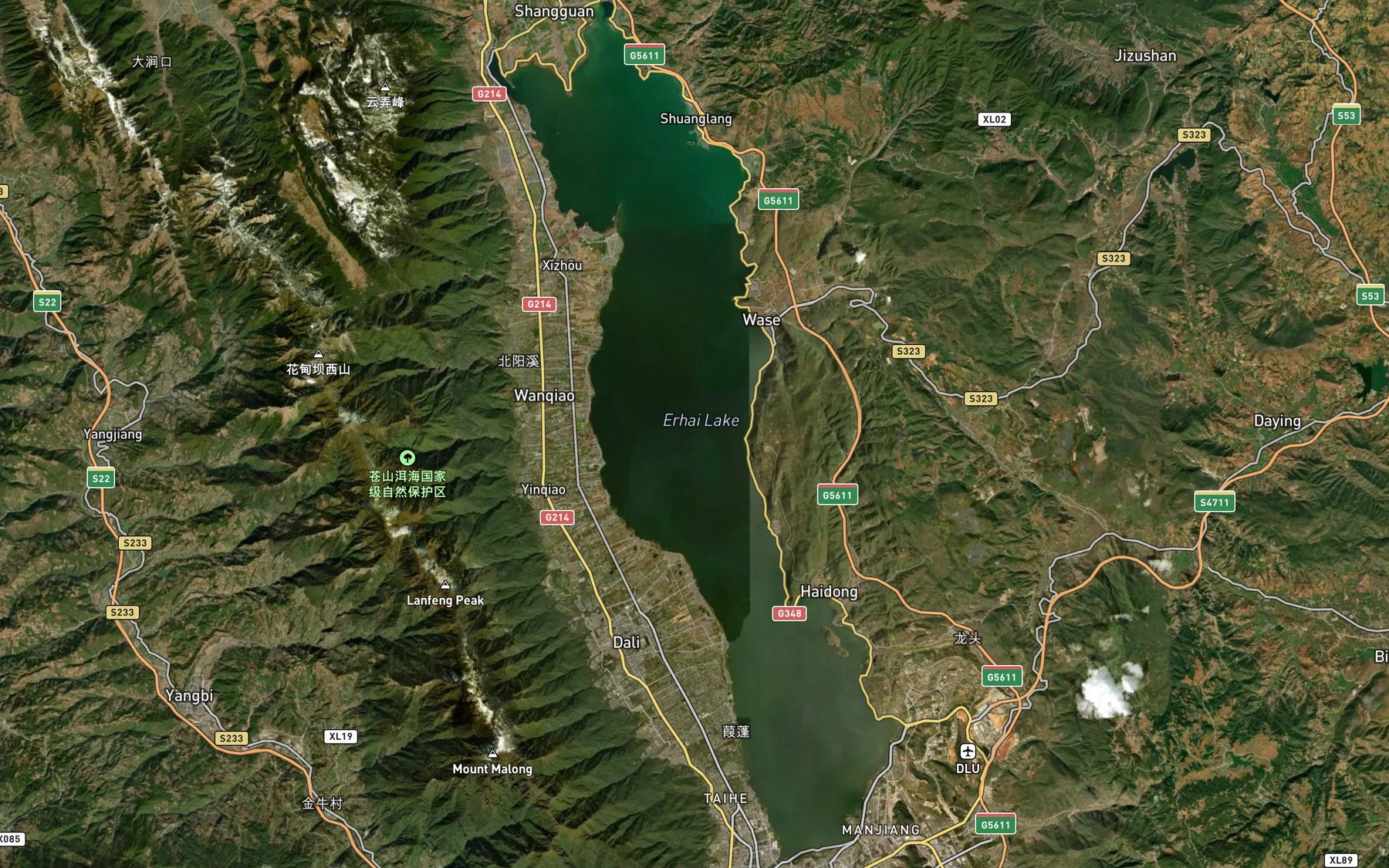 Satellite map of the Er Hai