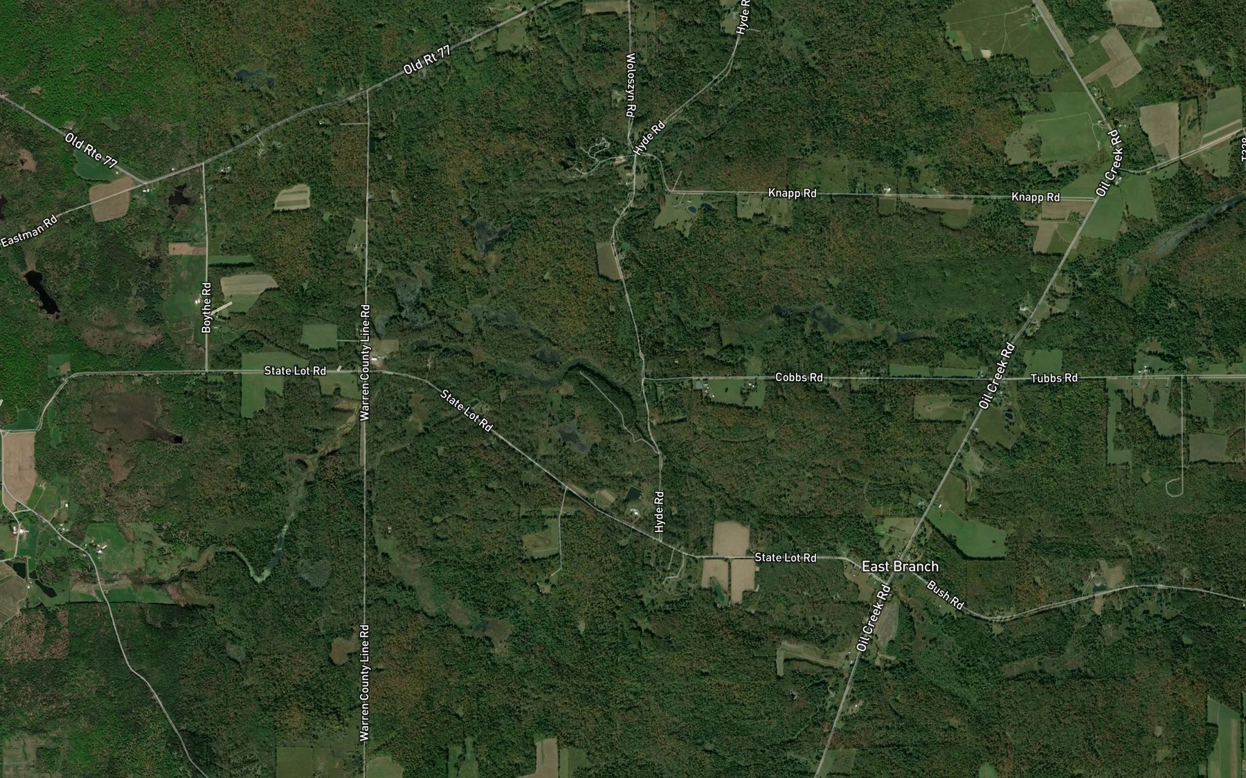 Satellite map of the East Branch Spring Creek