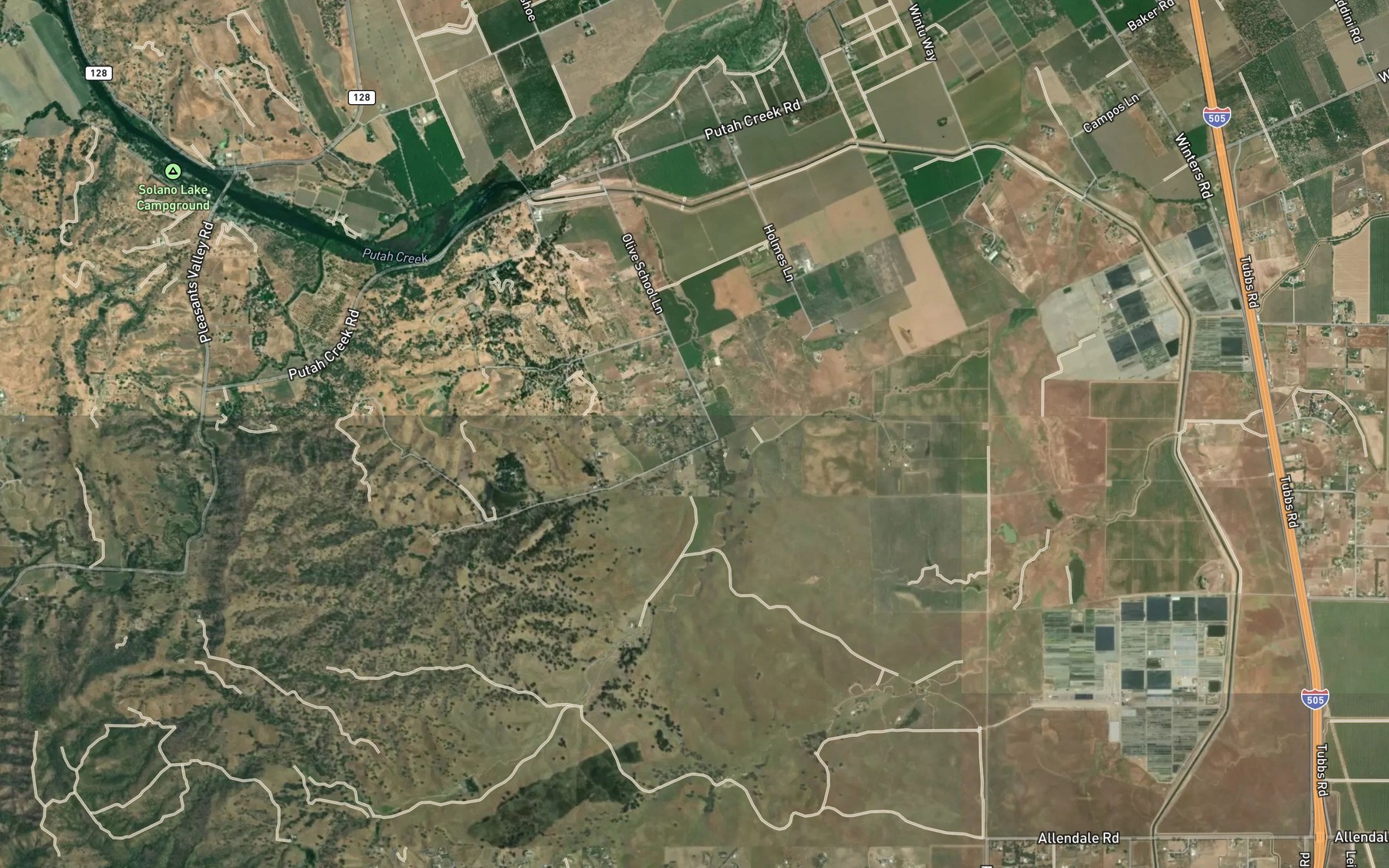 Satellite map of the Pleasant Creek