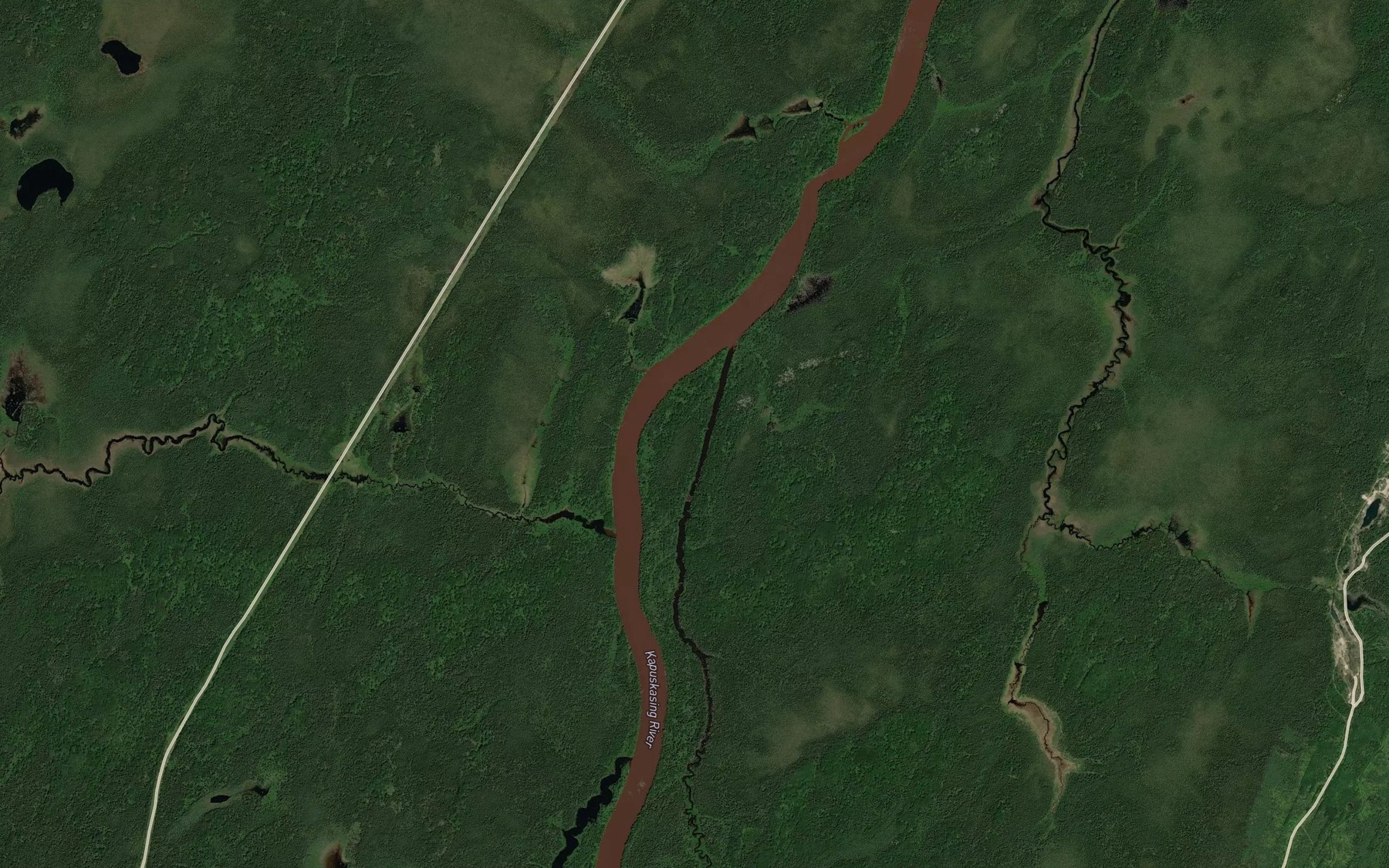 Satellite map of the Teetzel Creek