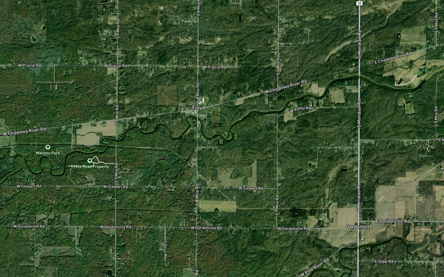 Satellite map of the Hoxie Drain