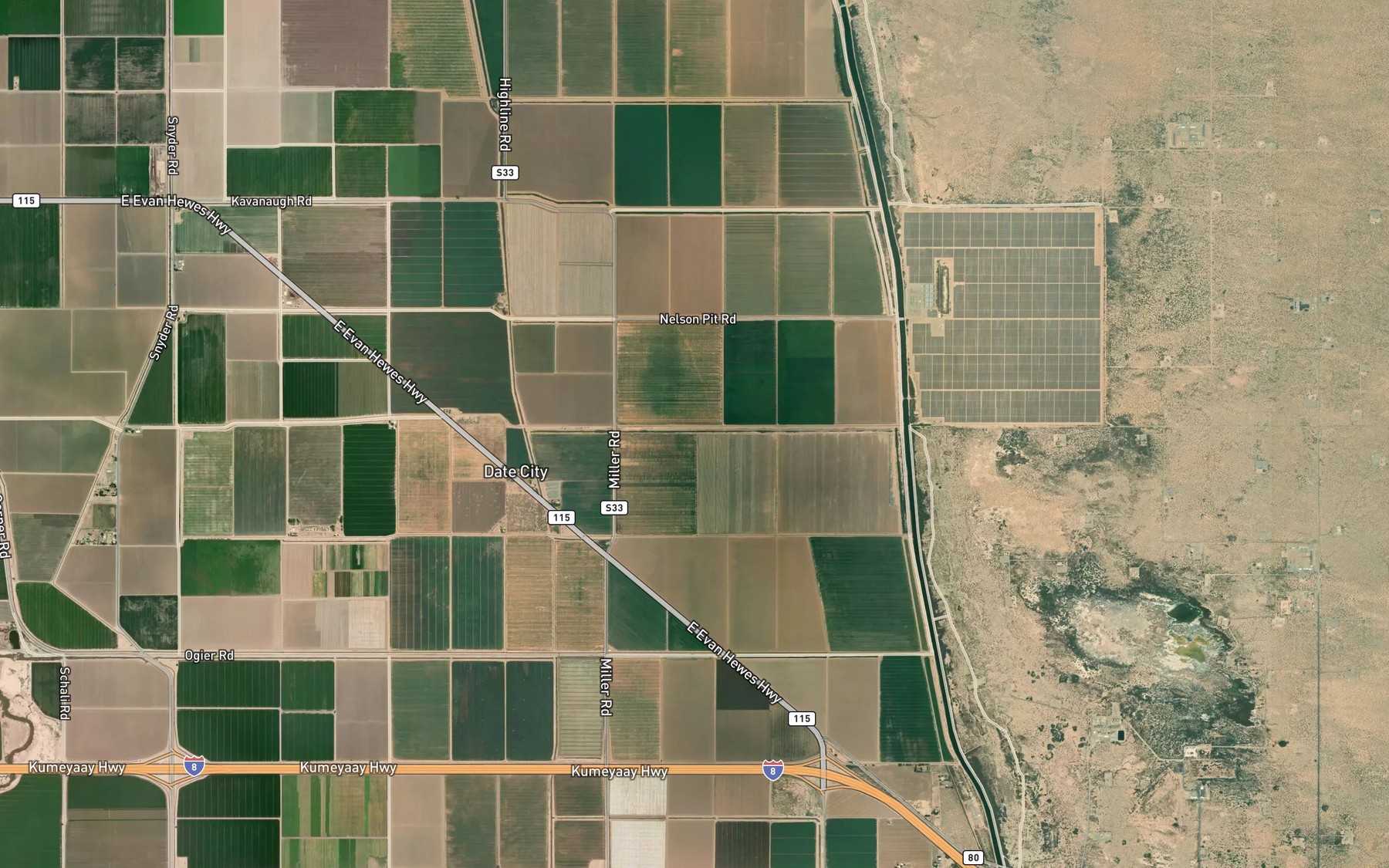 Satellite map of the Holtville Drain Two C