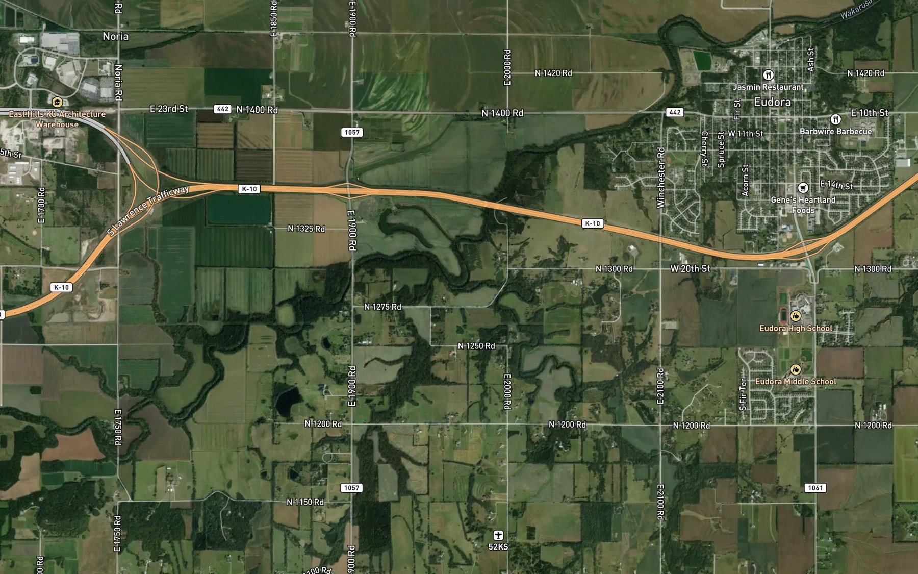 Satellite map of the Little Wakarusa Creek