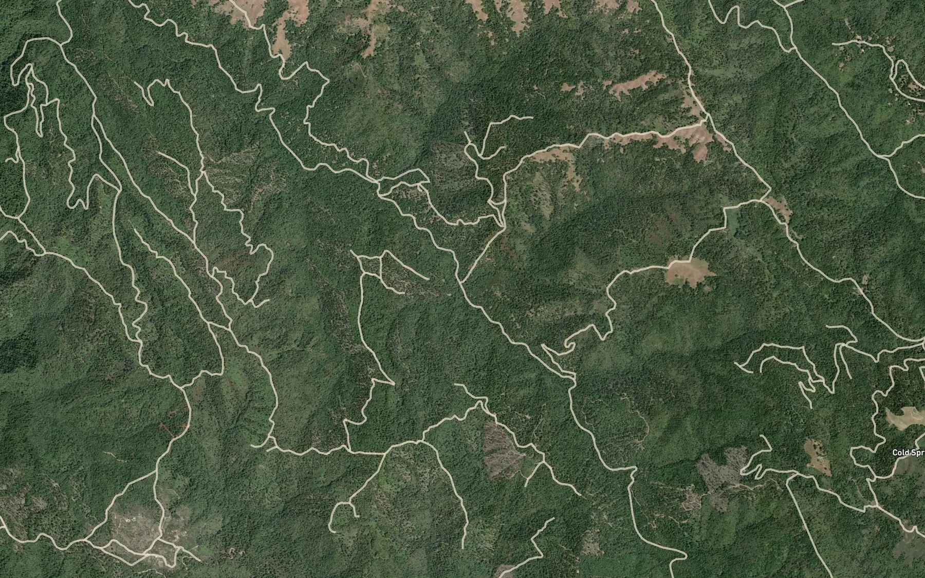 Satellite map of the Sulphur Fork