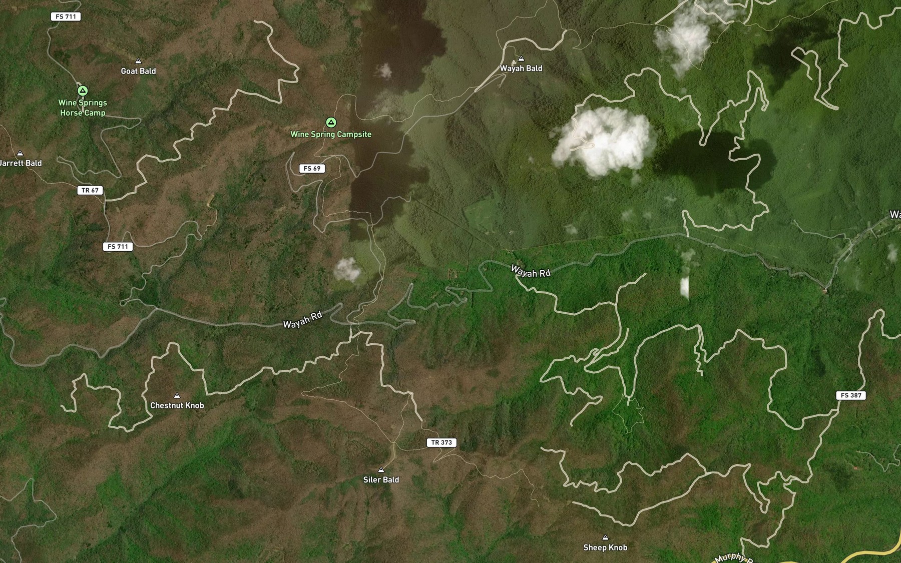 Satellite map of the Shot Pouch Creek