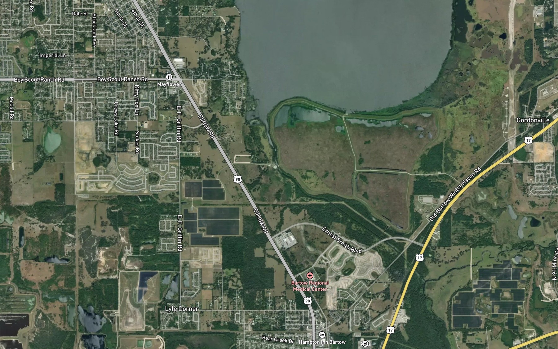 Satellite map of the Phyllis Branch
