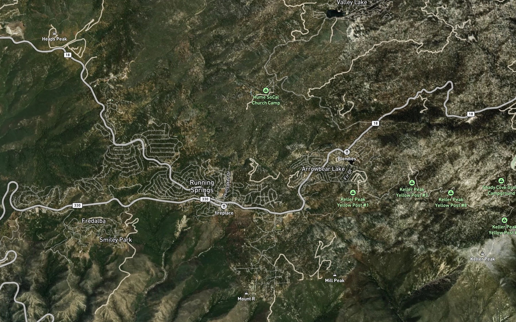 Satellite map of the Rainbow Lake