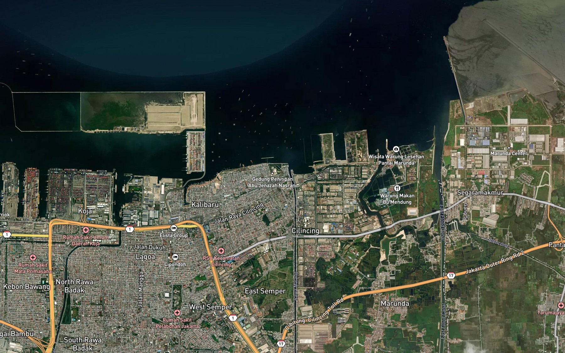 Satellite map of the Kali Baru