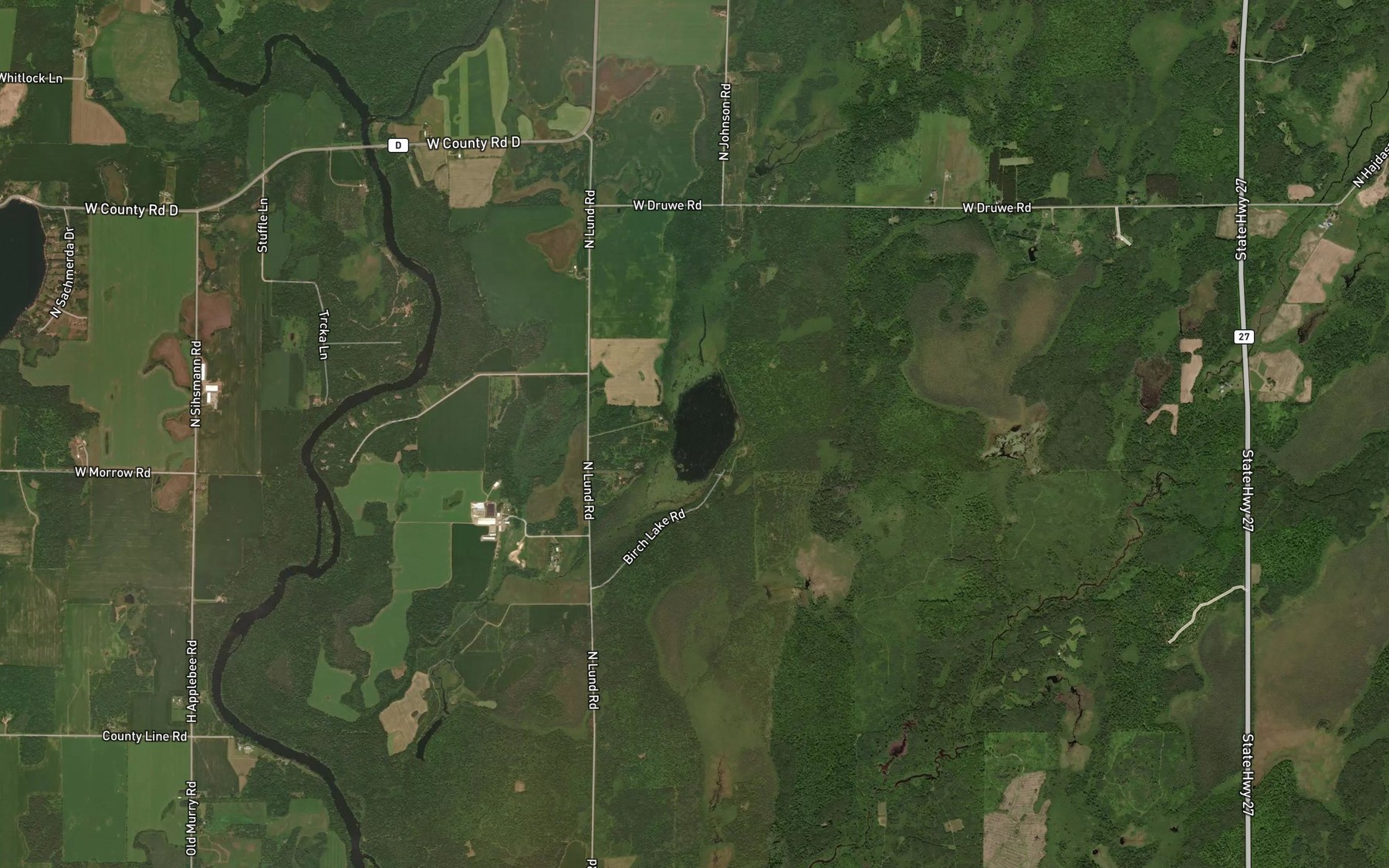 Satellite map of the White Birch Lake