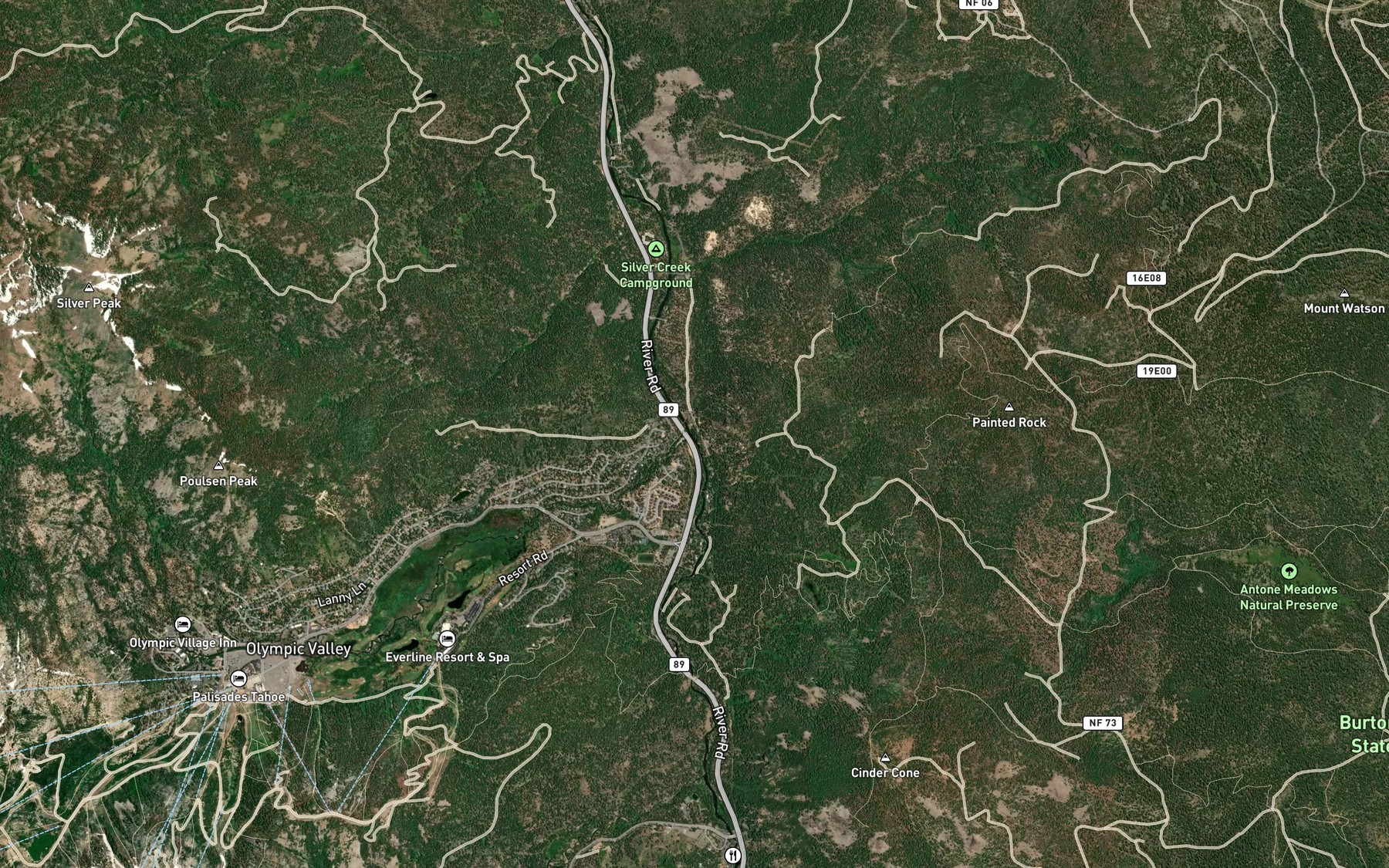 Satellite map of the Squaw Creek
