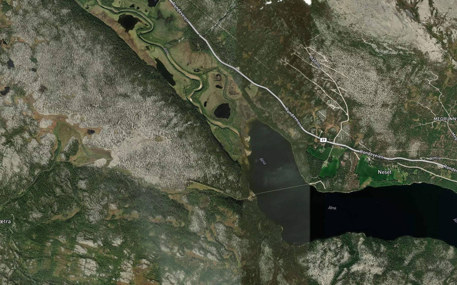 Satellite map of the Gammelelva