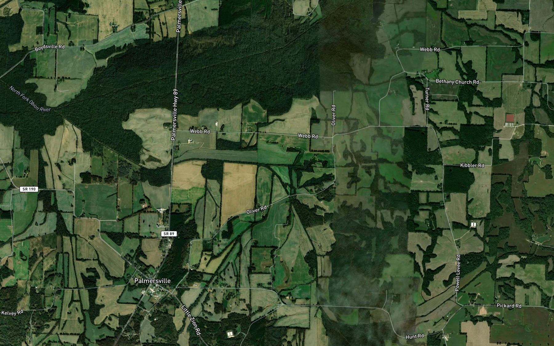 Satellite map of the Cupp Branch