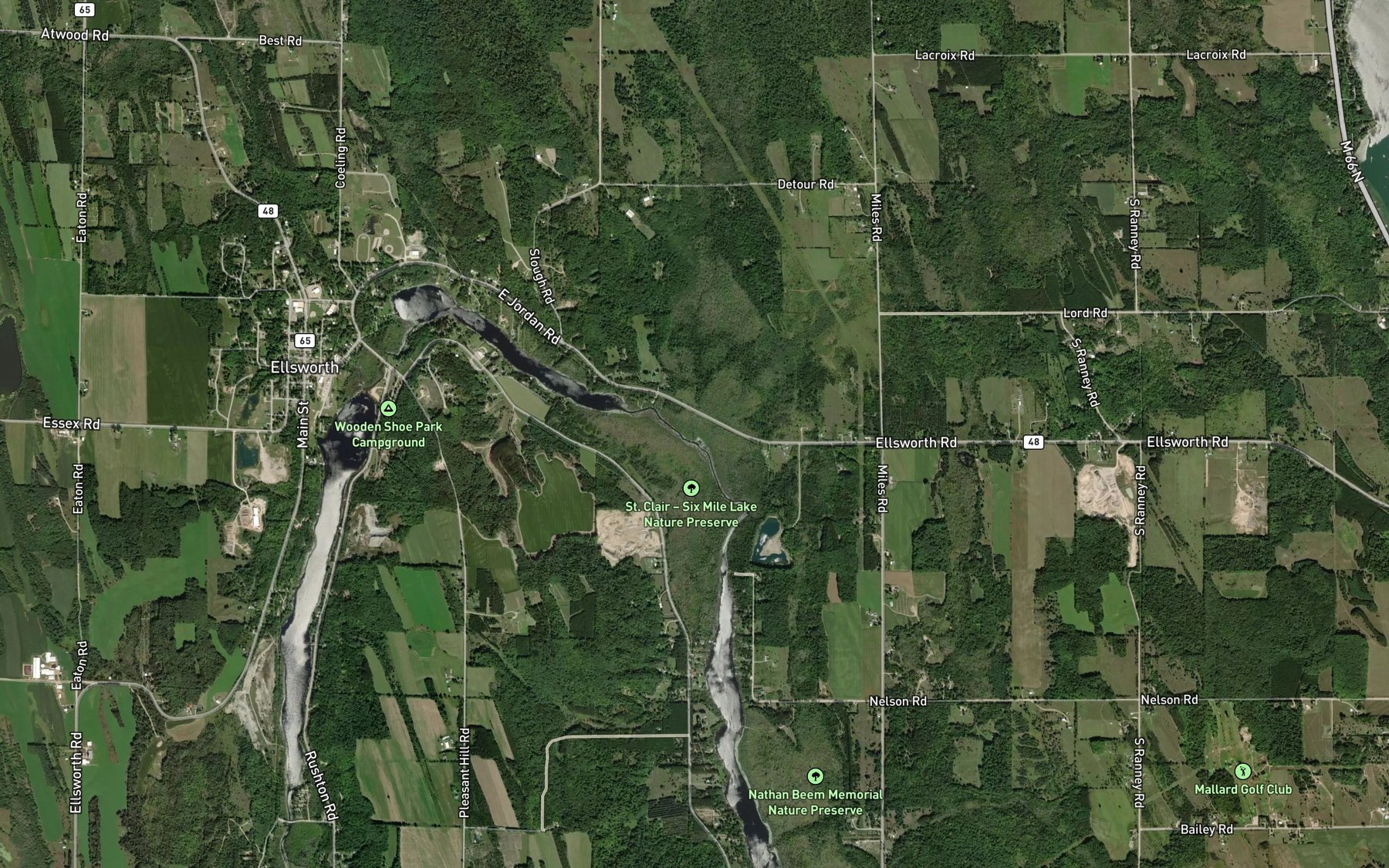Satellite map of the Saint Clair Creek
