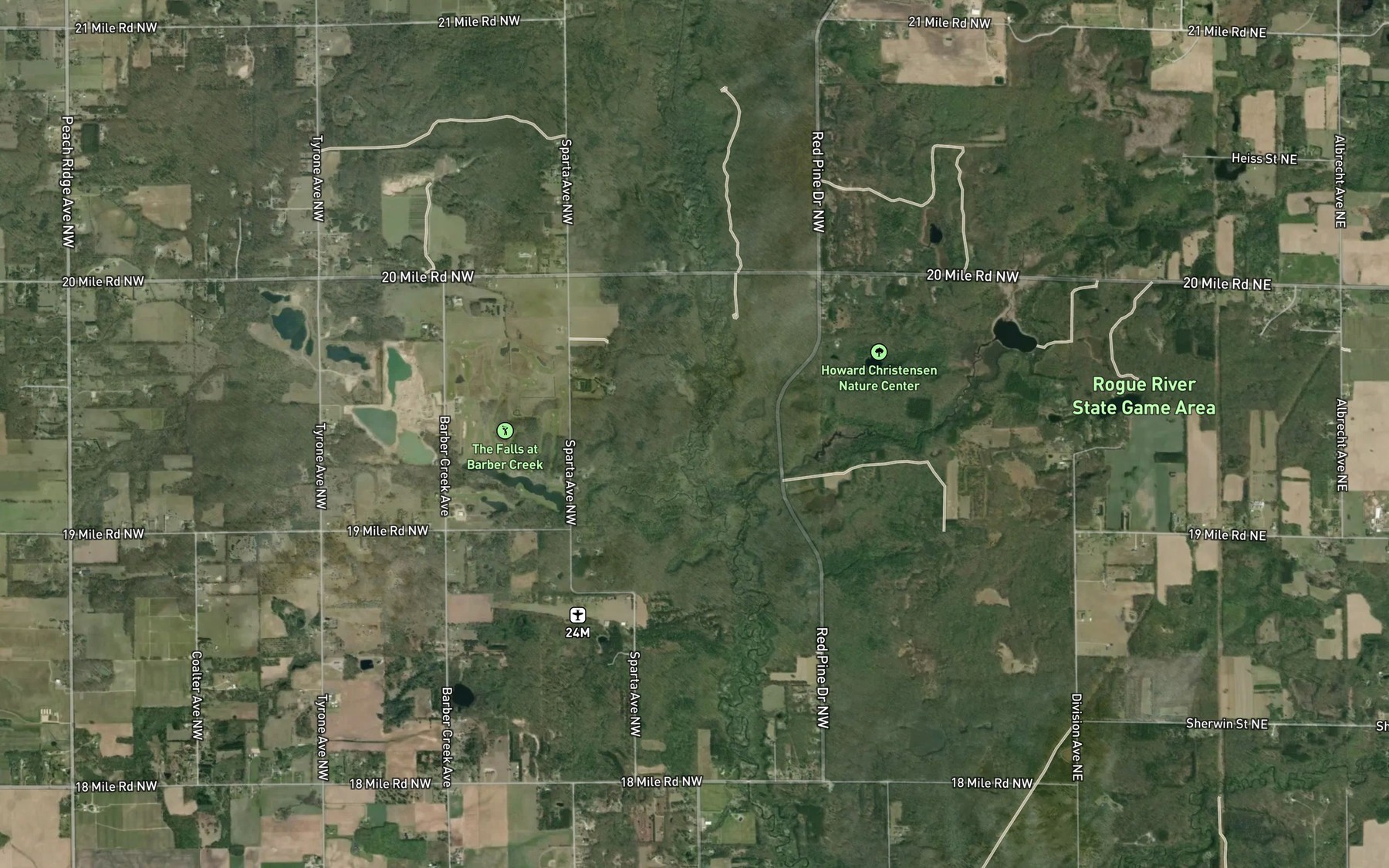 Satellite map of the Walter Creek