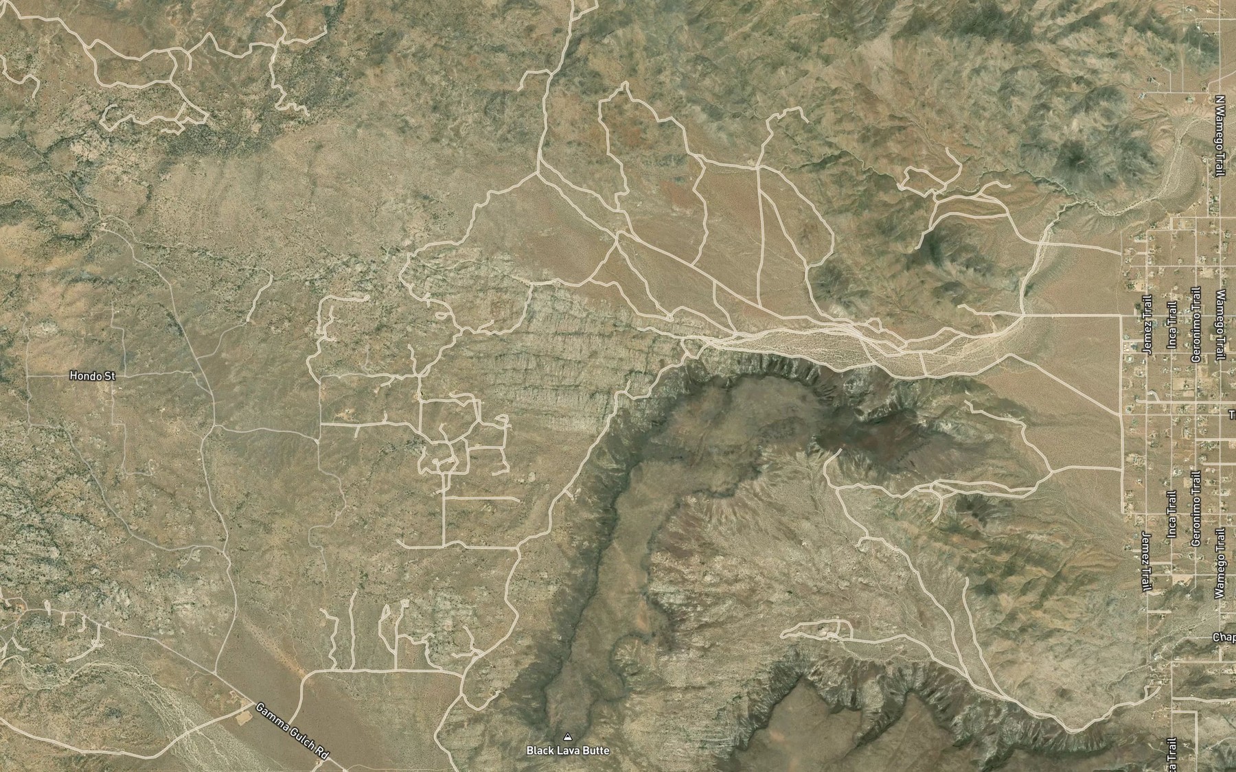 Satellite map of the Bobo Springs Reservoir (historical)