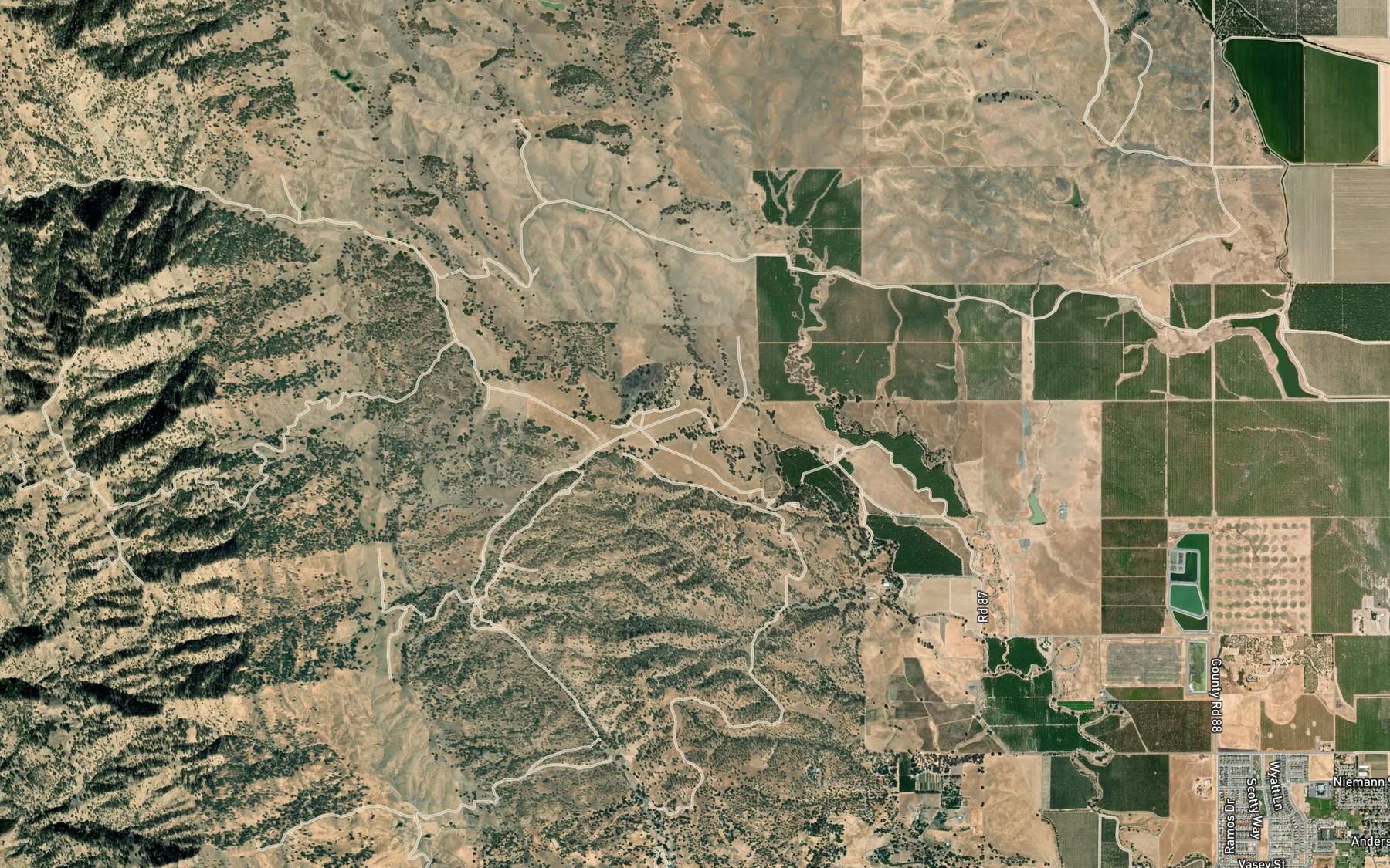 Satellite map of the Enos Creek