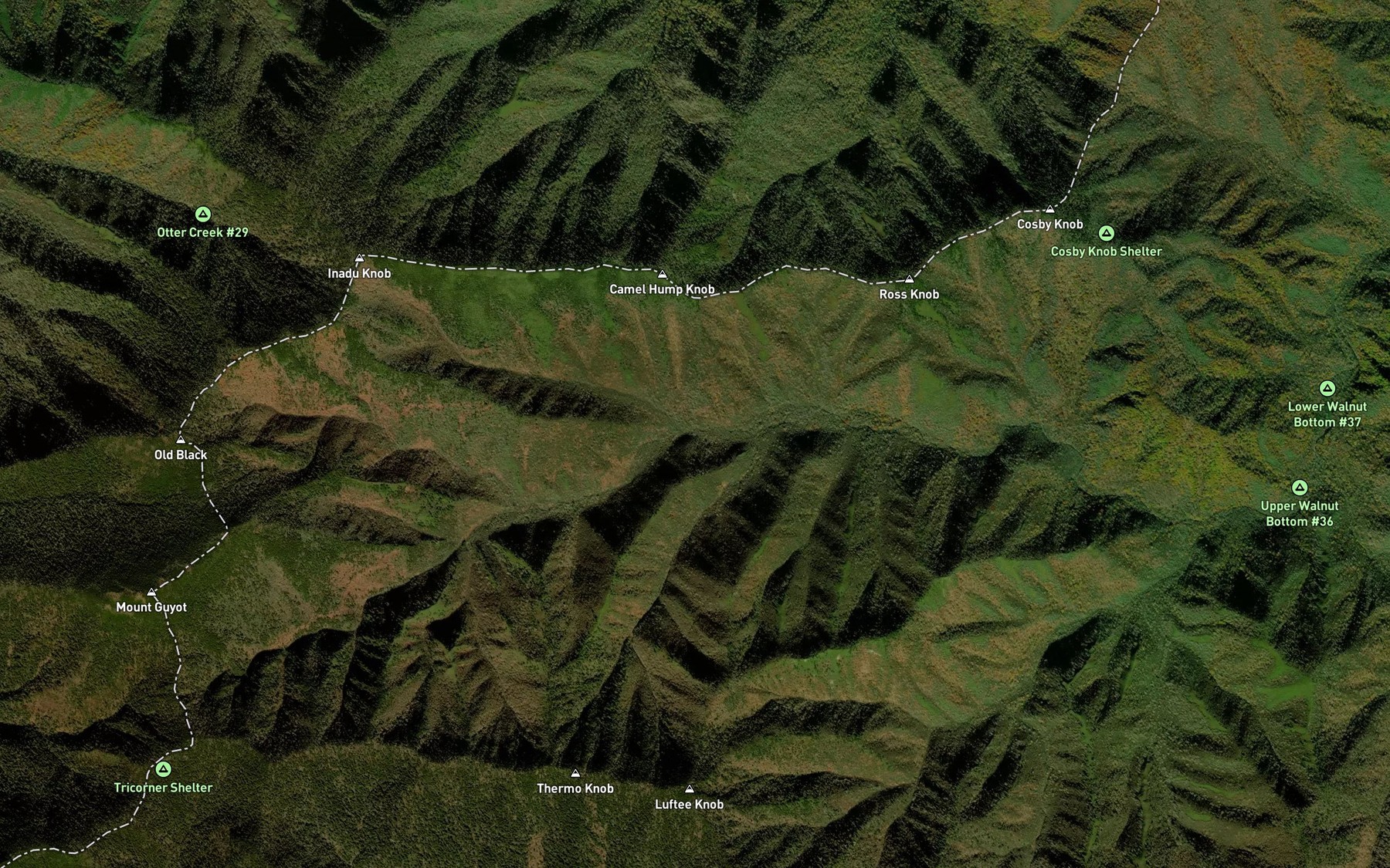 Satellite map of the Yellow Creek