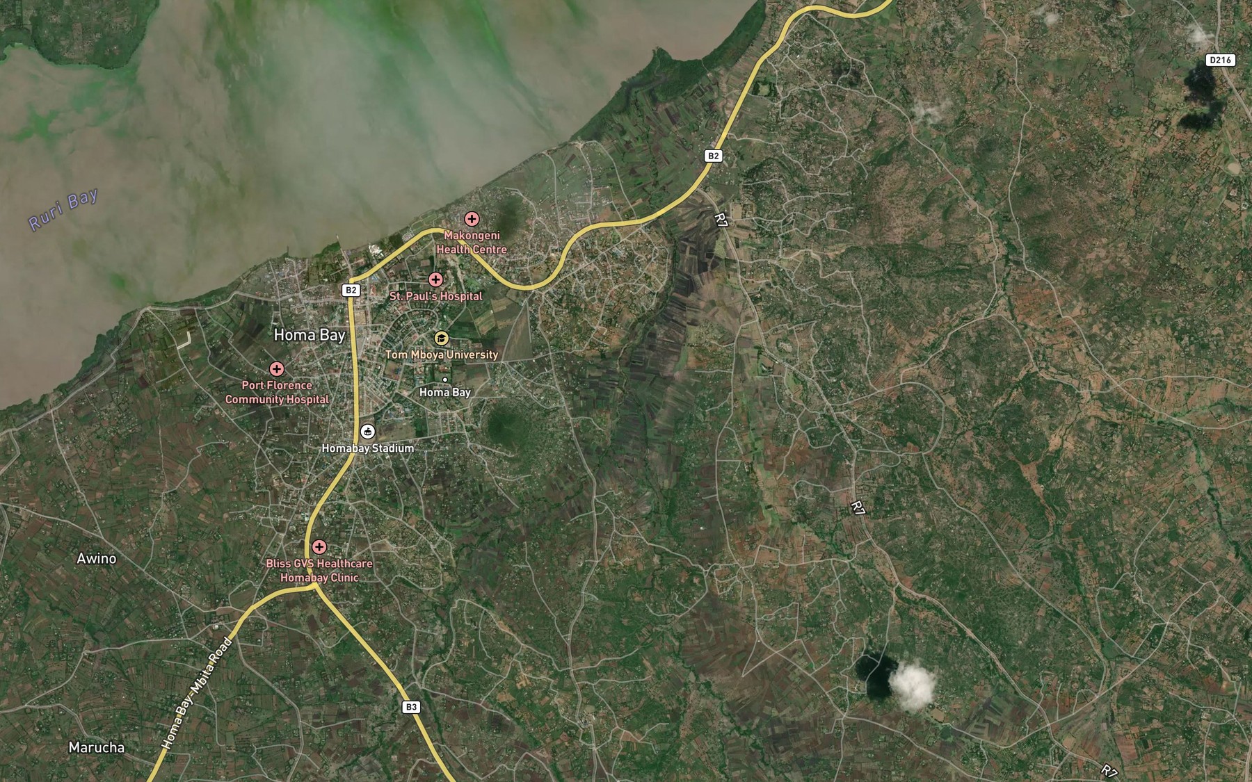 Satellite map of the Akech