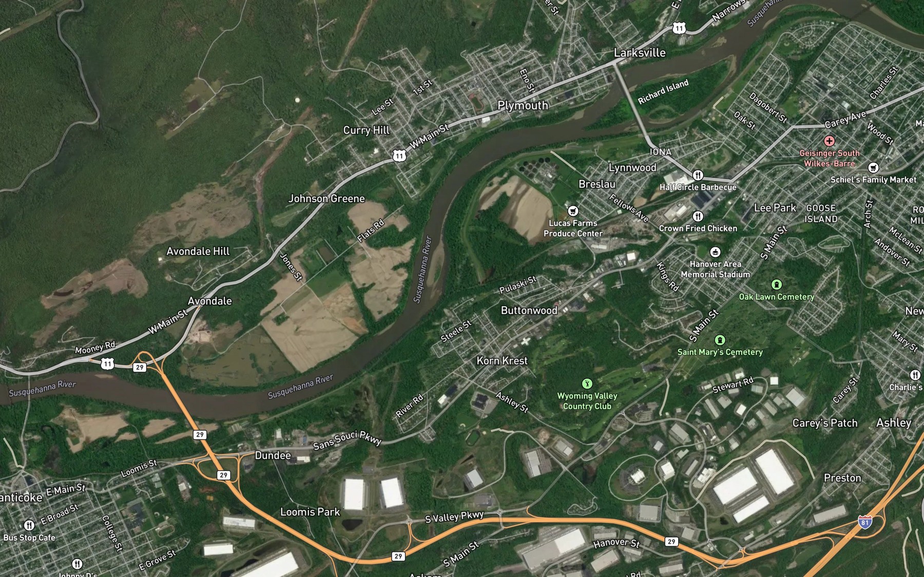 Satellite map of the Solomon Creek