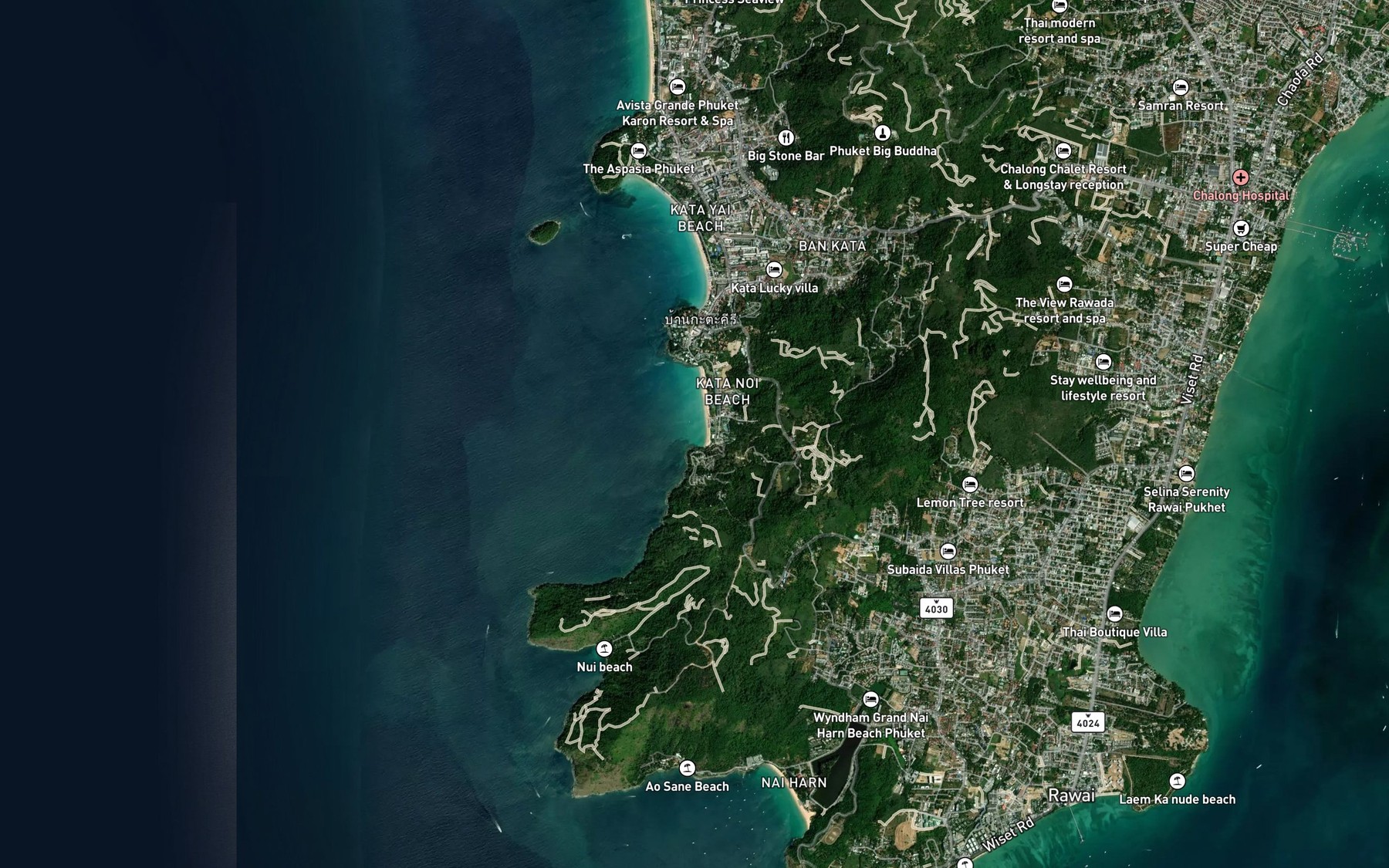 Satellite map of the Ao Kata Noi