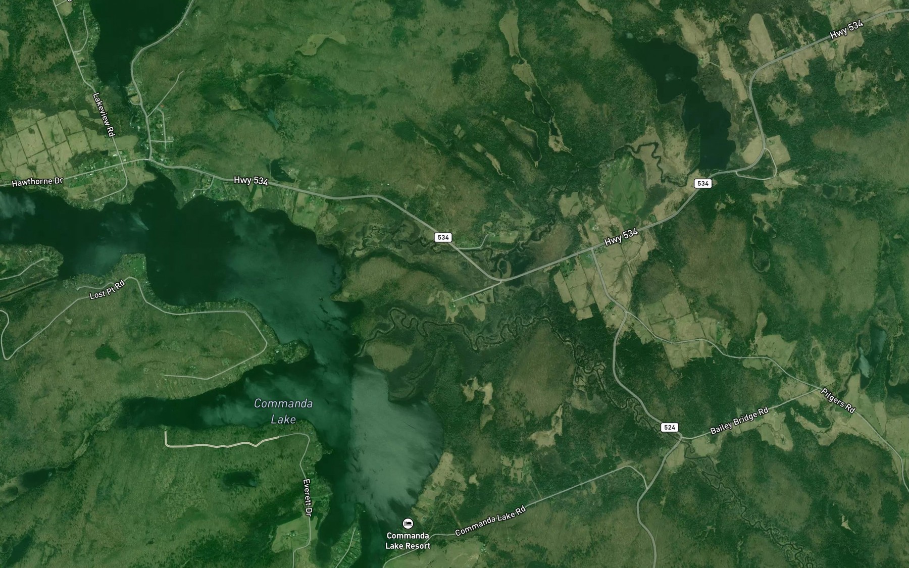 Satellite map of the Beaudry Creek