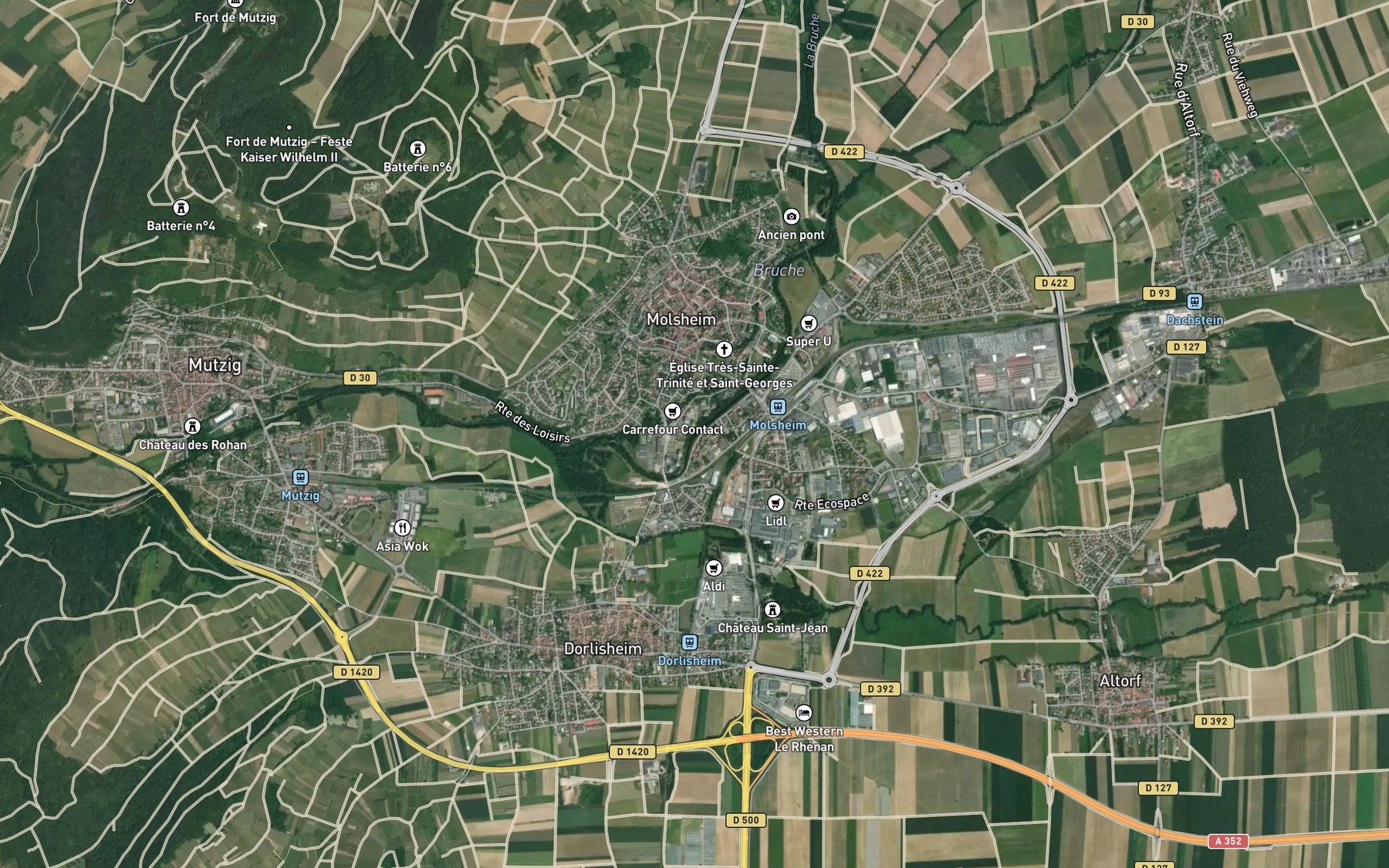 Satellite map of the Bras de la Bruche
