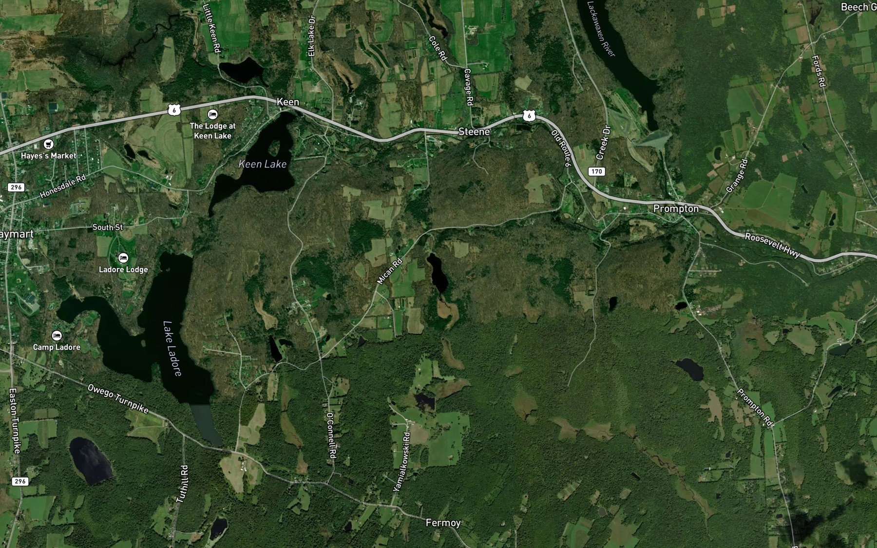 Satellite map of the Mican Pond